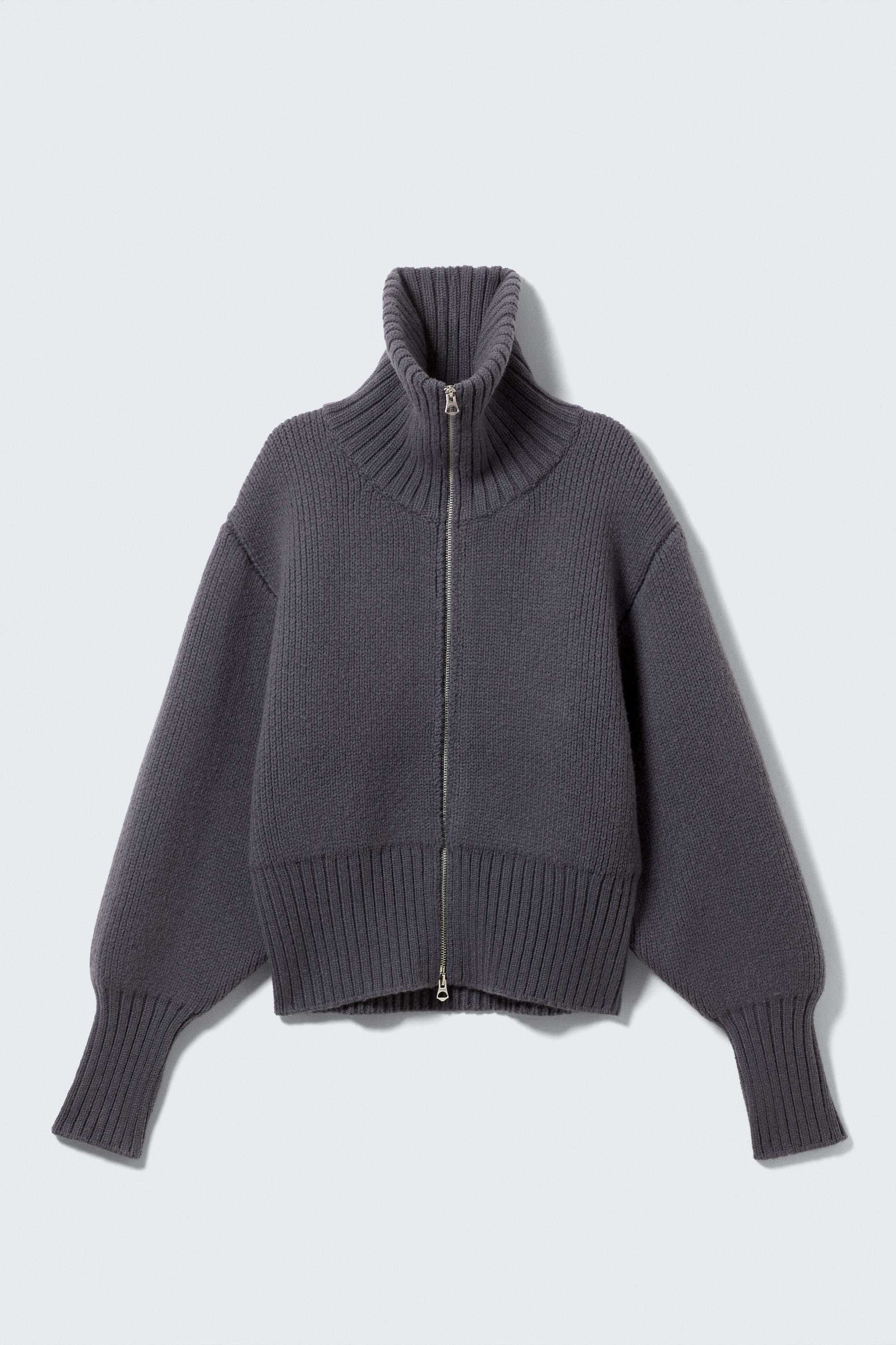 Dark Grey - Fitted Turtleneck Wool Sweater - 5