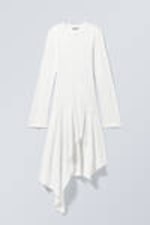 White - Asymmetrische midi-jurk met lange mouwen - 0
