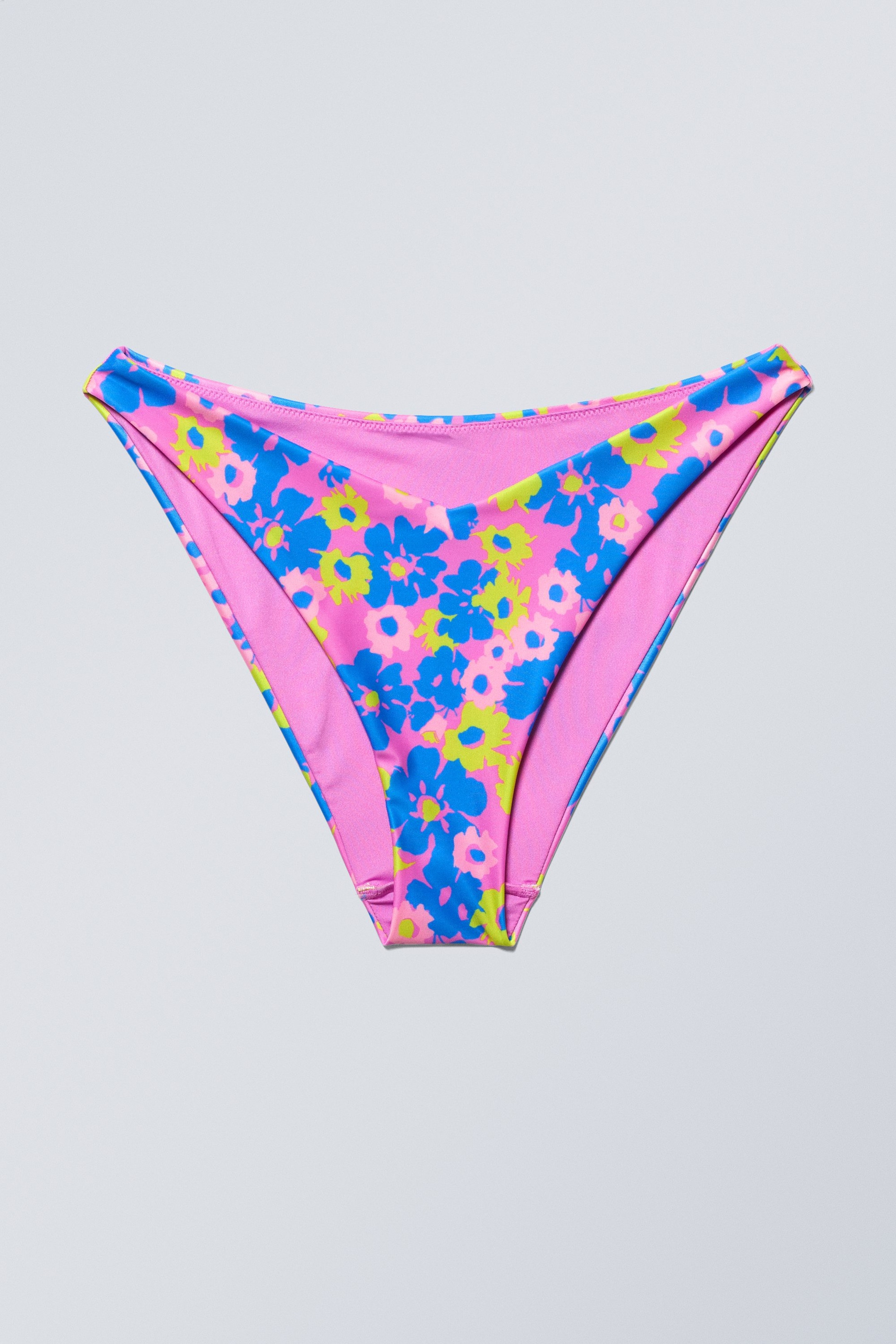 Gemalte Blumen - Bedruckte Bikinihose mit tiefem Bund - 0