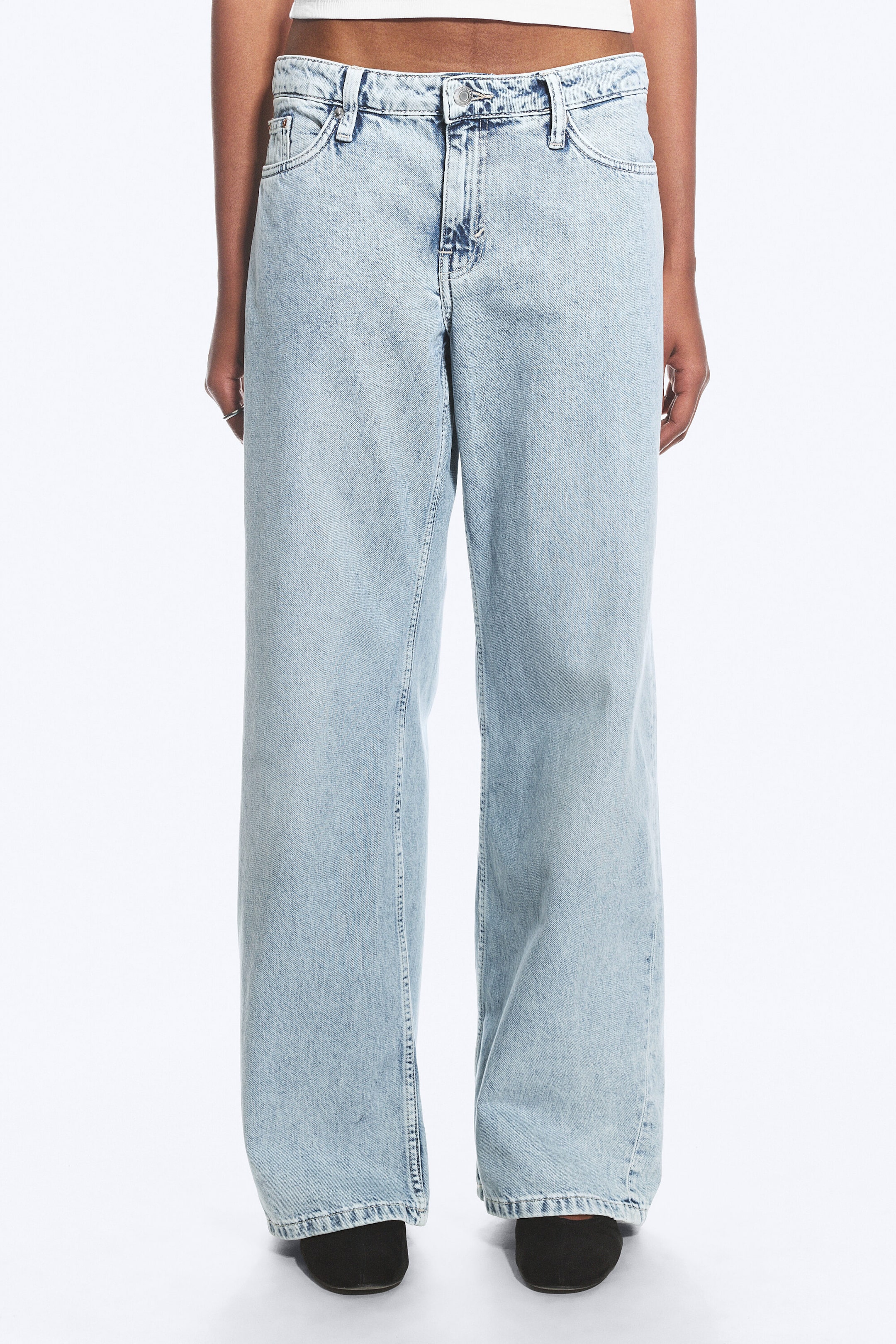 Dream Blue - Light Blue - Imoo Low Rise Loose Wide Leg Jeans - 2