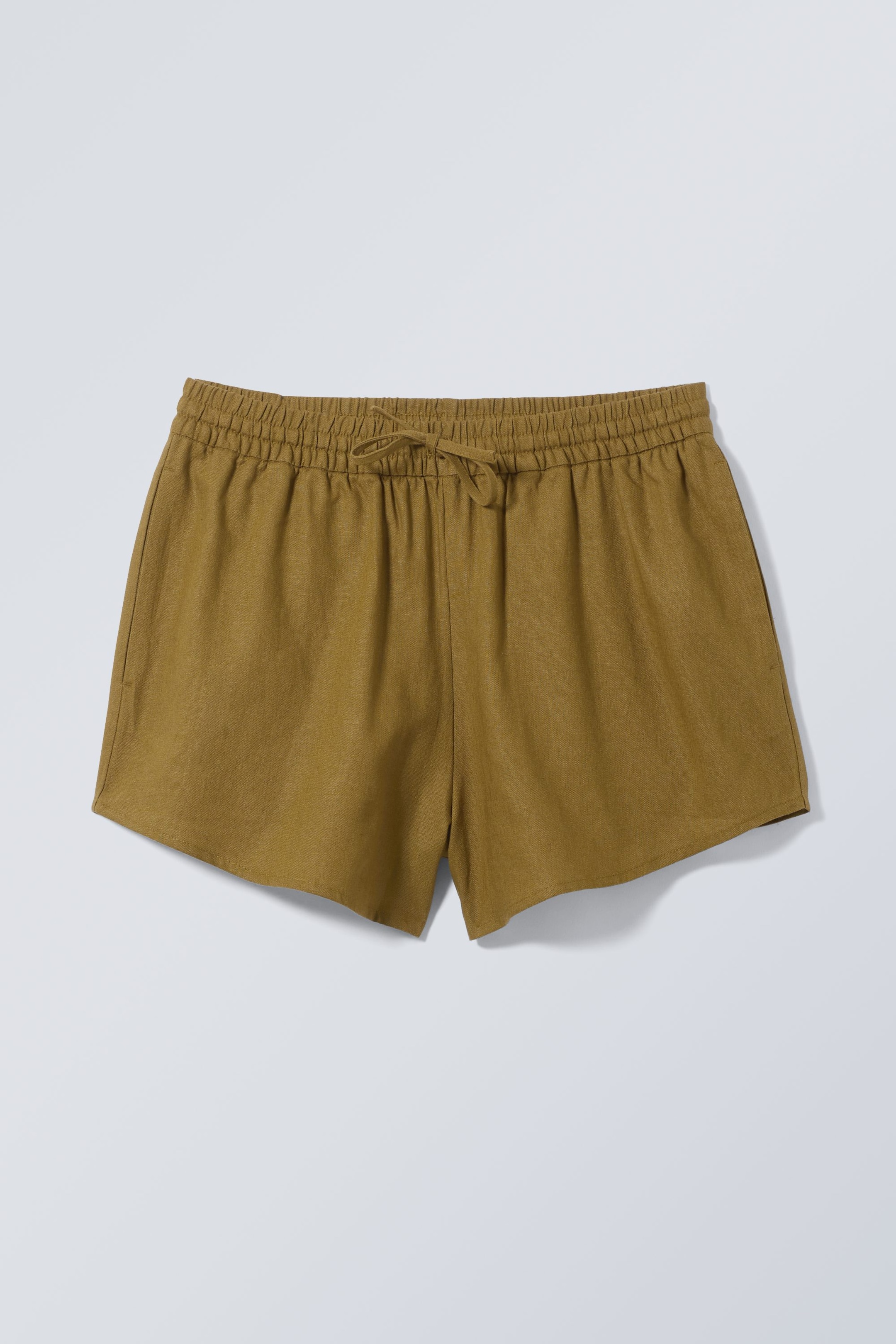 Khaki green - Tyler Linen Mix Shorts - 1