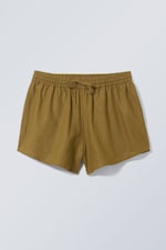 Khaki green - Tyler Linen Mix Shorts - 0