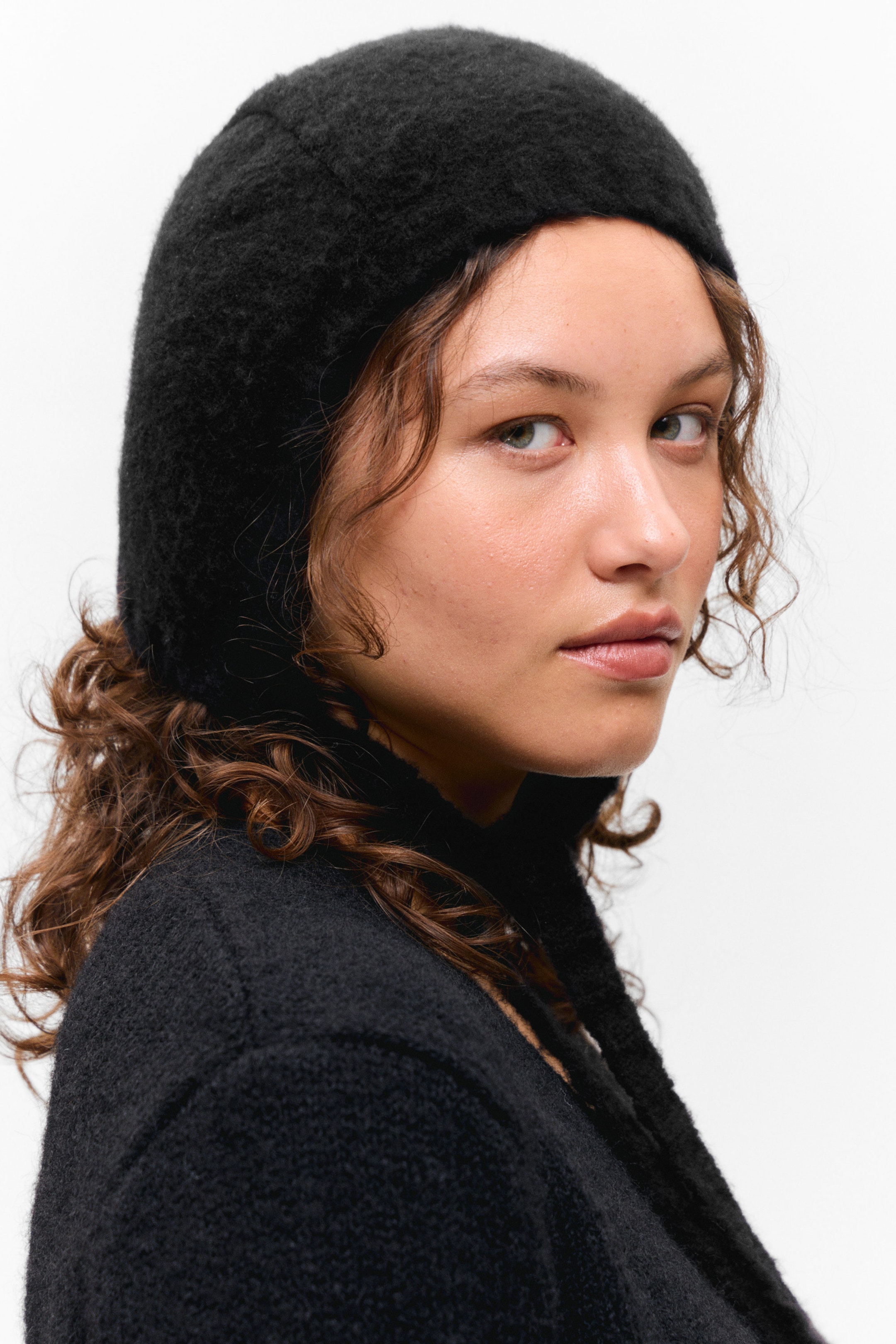 Black - Tied Knit Bonnet - 1