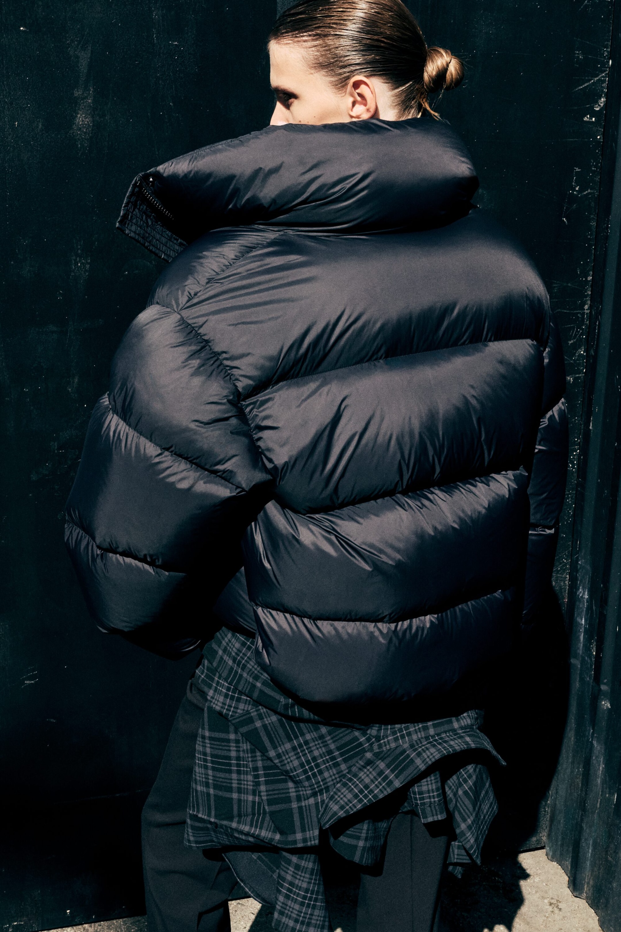 Black - Oversized Recycled Down Puffer Jacket - 4