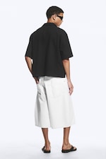 Black - Loose Short-Sleeved Resort Shirt - 2