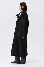 Black Melange - Kia Oversized Wool-Blend Double-Breasted Coat - 3