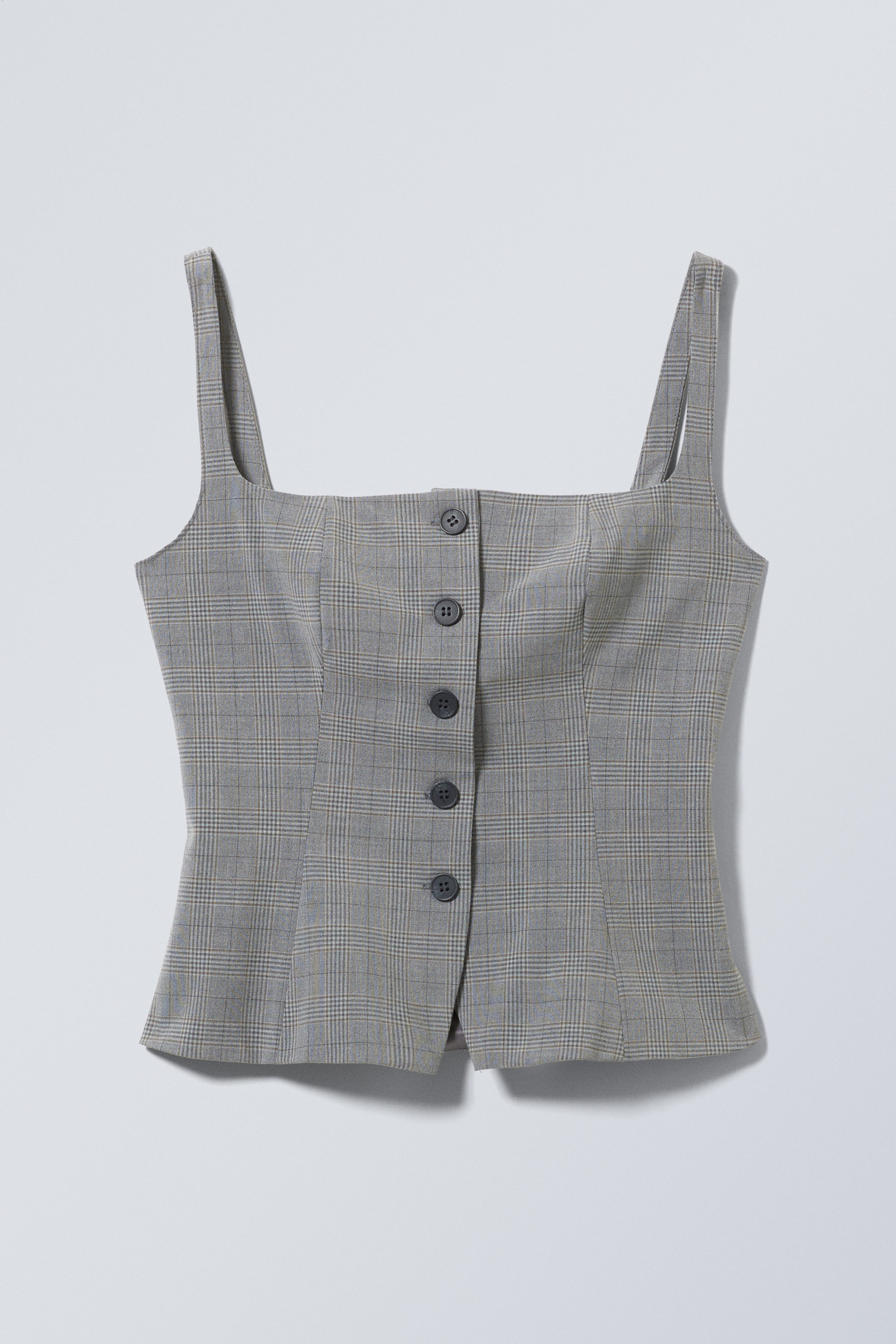 Karierter dunkler Maulwurf - Wams-Top mit quadratischem Ausschnitt - 1