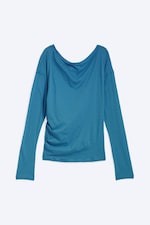 Blue - Schulterfreies Langarmtop - 0