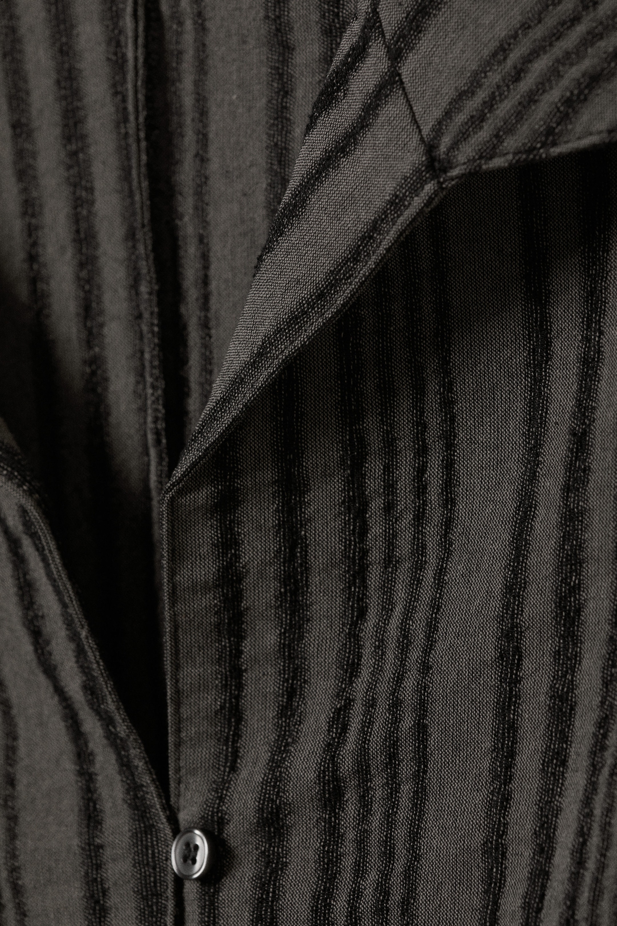 Striped Dark Grey - Slim Fit Textured Blouse - 5