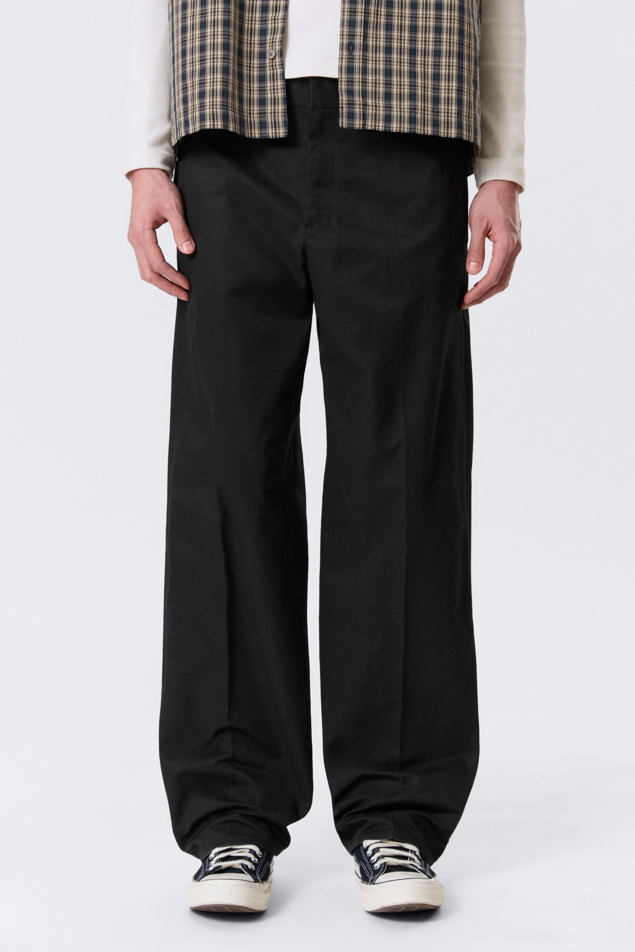 Noir - Pantalon chino droit décontracté taille mi-haute - 2