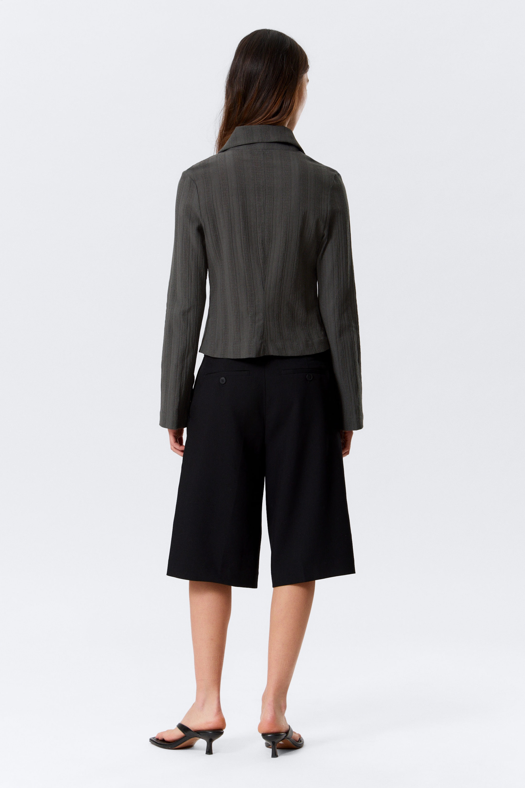 Gris foncé - Chemise zippée ajustée à manches longues - 2