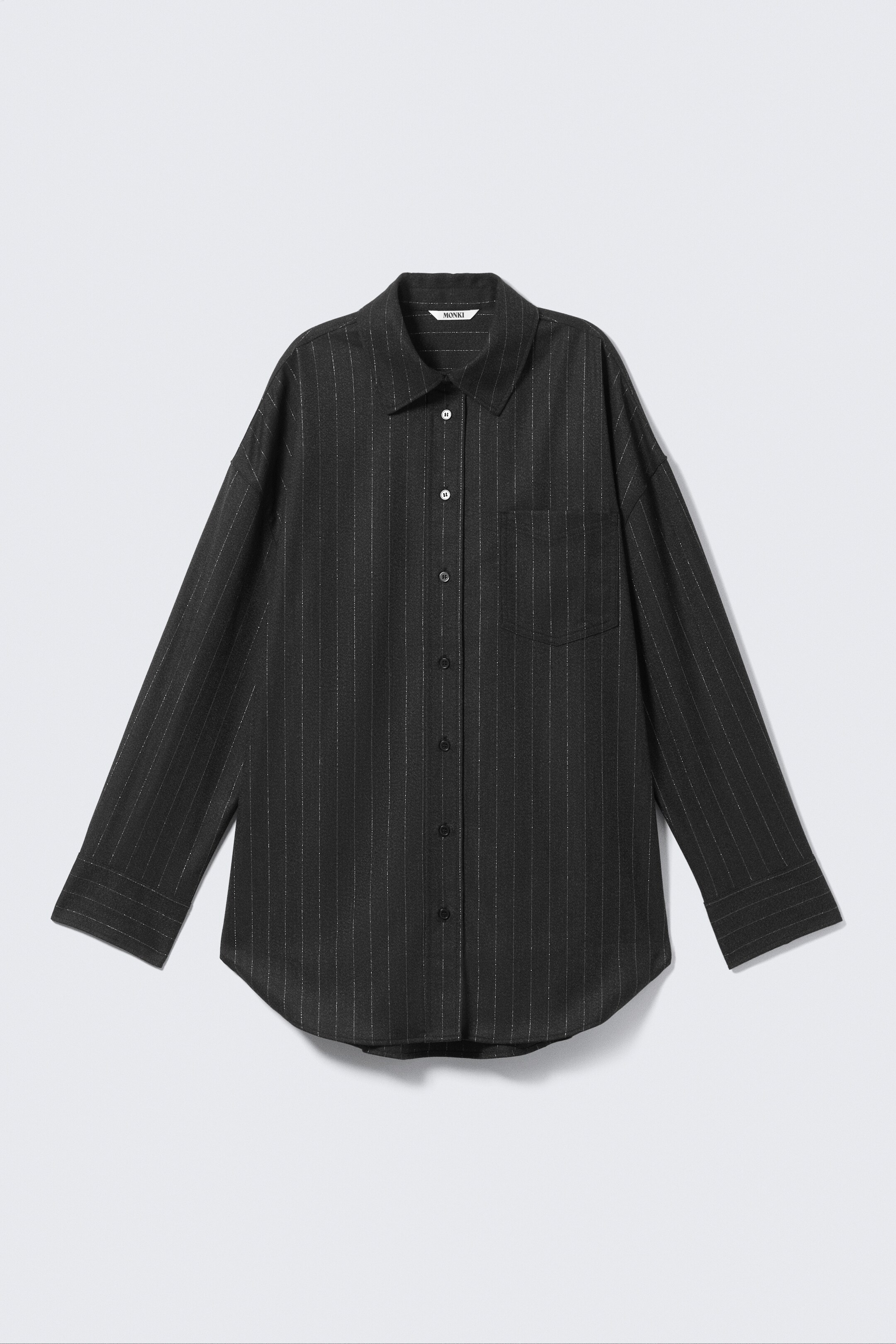 Agrandir l'image: Chemise boutonnée oversize - Gris foncé - Rayures métalliques - FEMME | H&M CH 5