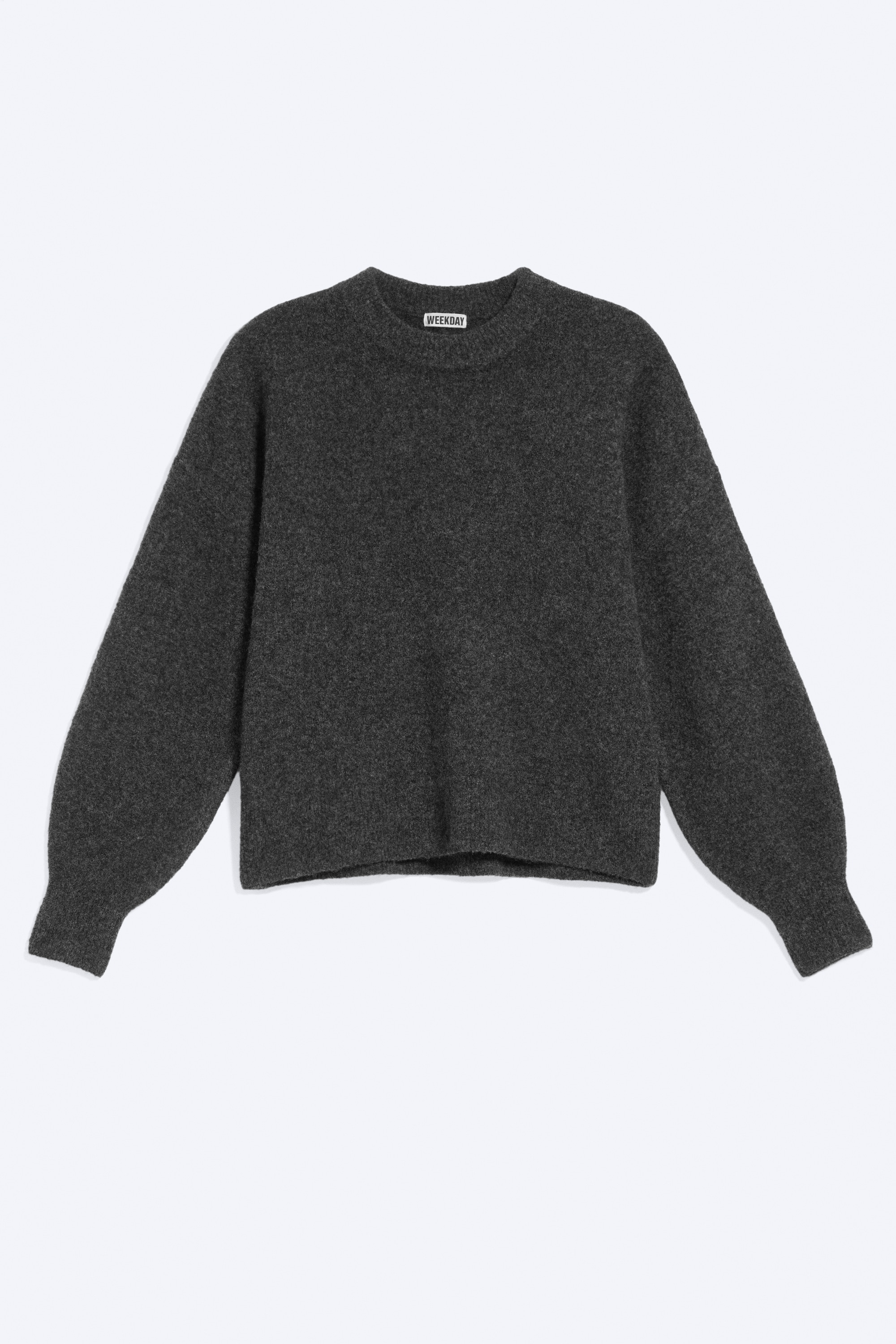 Avslappet genser i ullblanding - Mørk gråmelert/Mørk mole/Stripete svart/beige