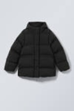 Schwarz - Taillierte Pufferjacke - 0