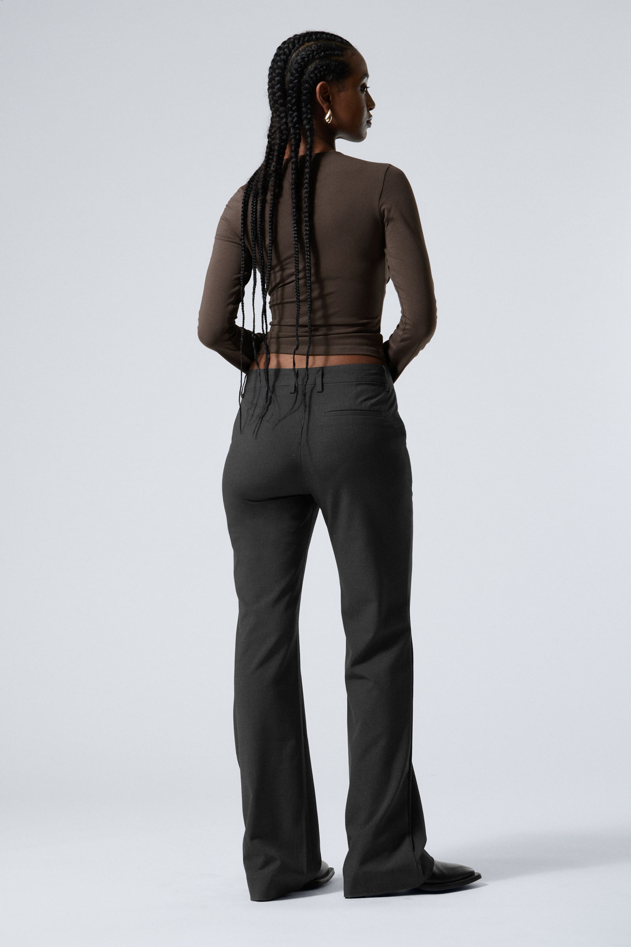 Dark Grey - Flared Suiting Trousers - 2