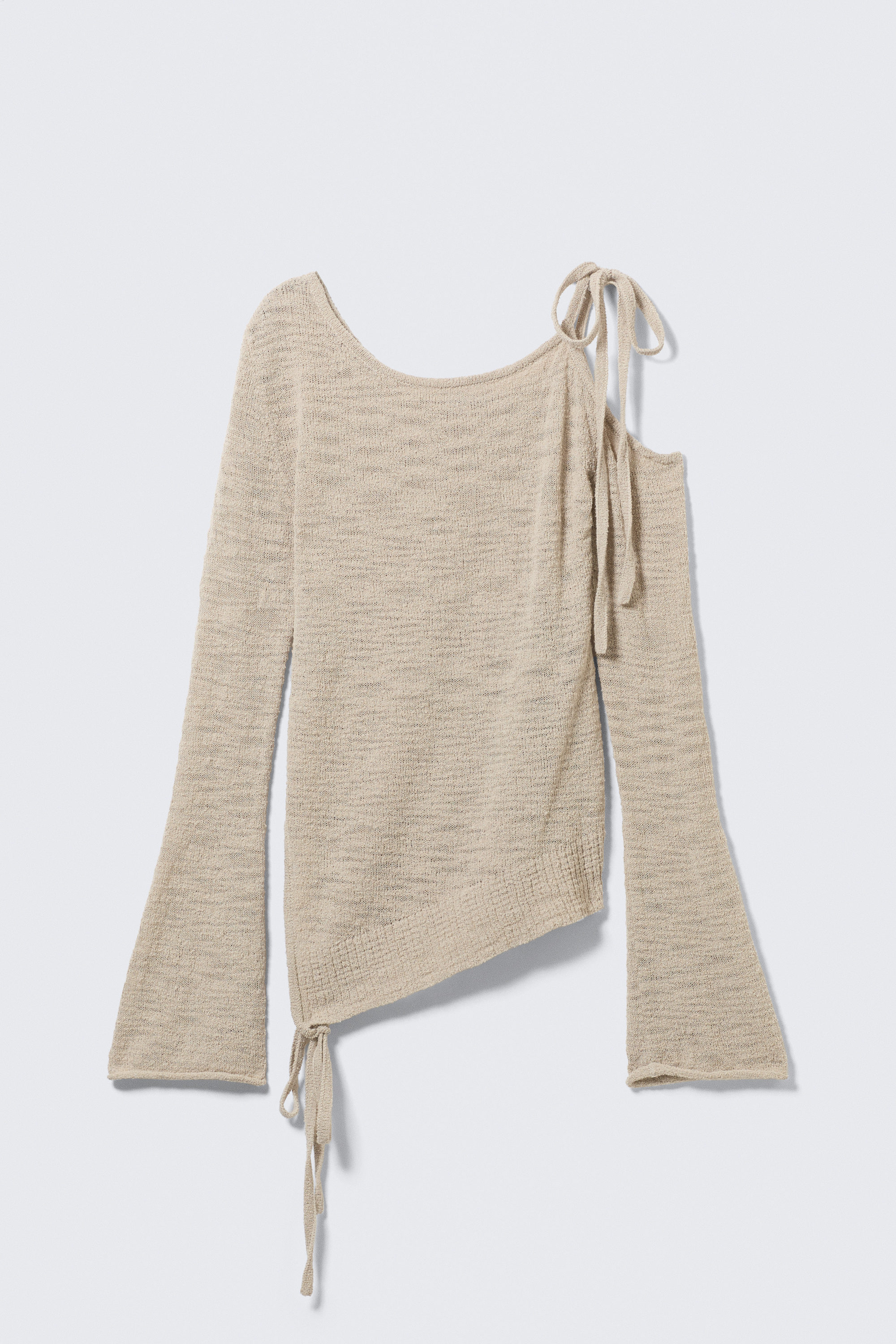 Light Mole - Asymmetric Tie-Shoulder Knitted Sweater - 4