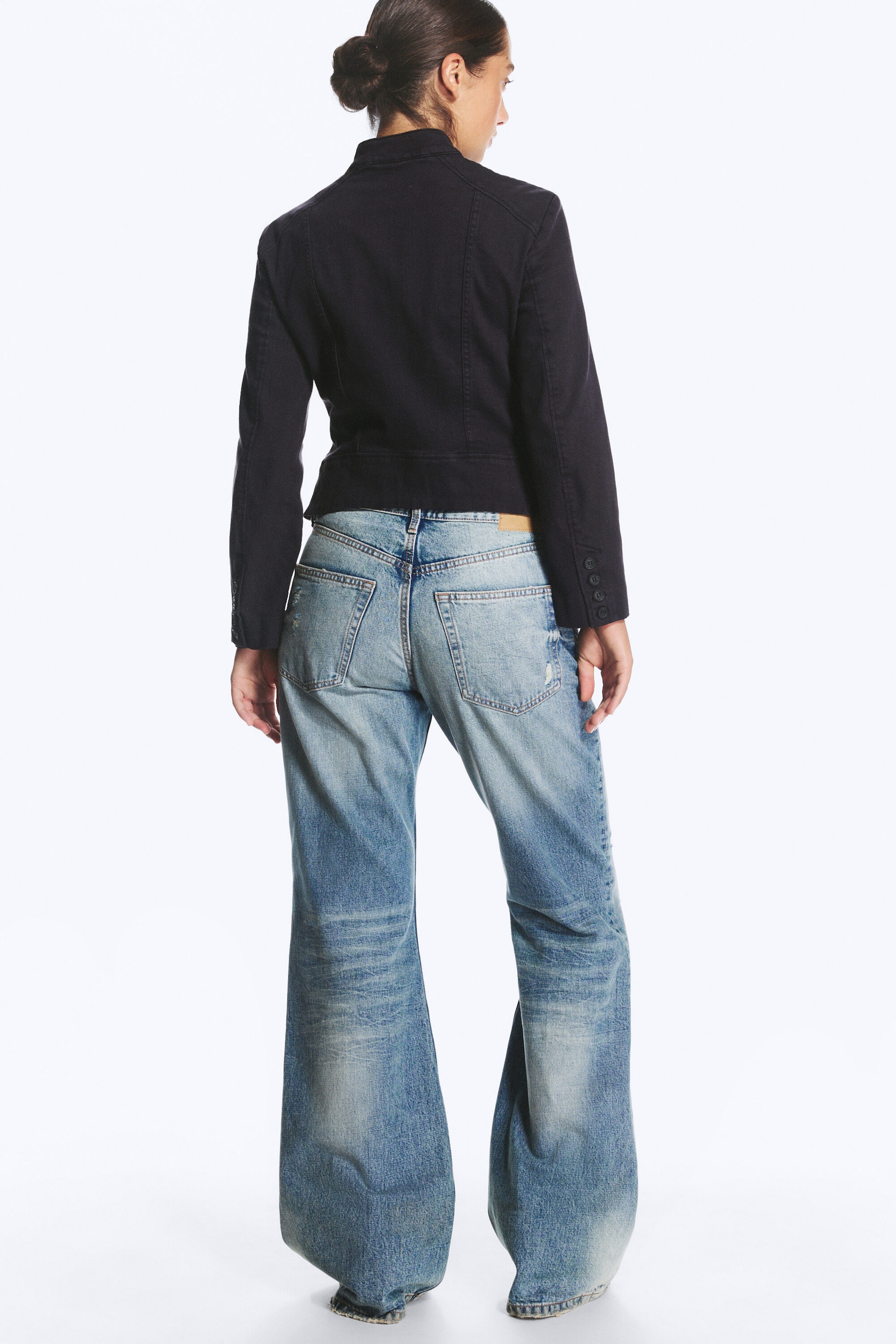 Sky Worn - Medium Blue - Helix Mid Rise Regular Flared Jeans - 3