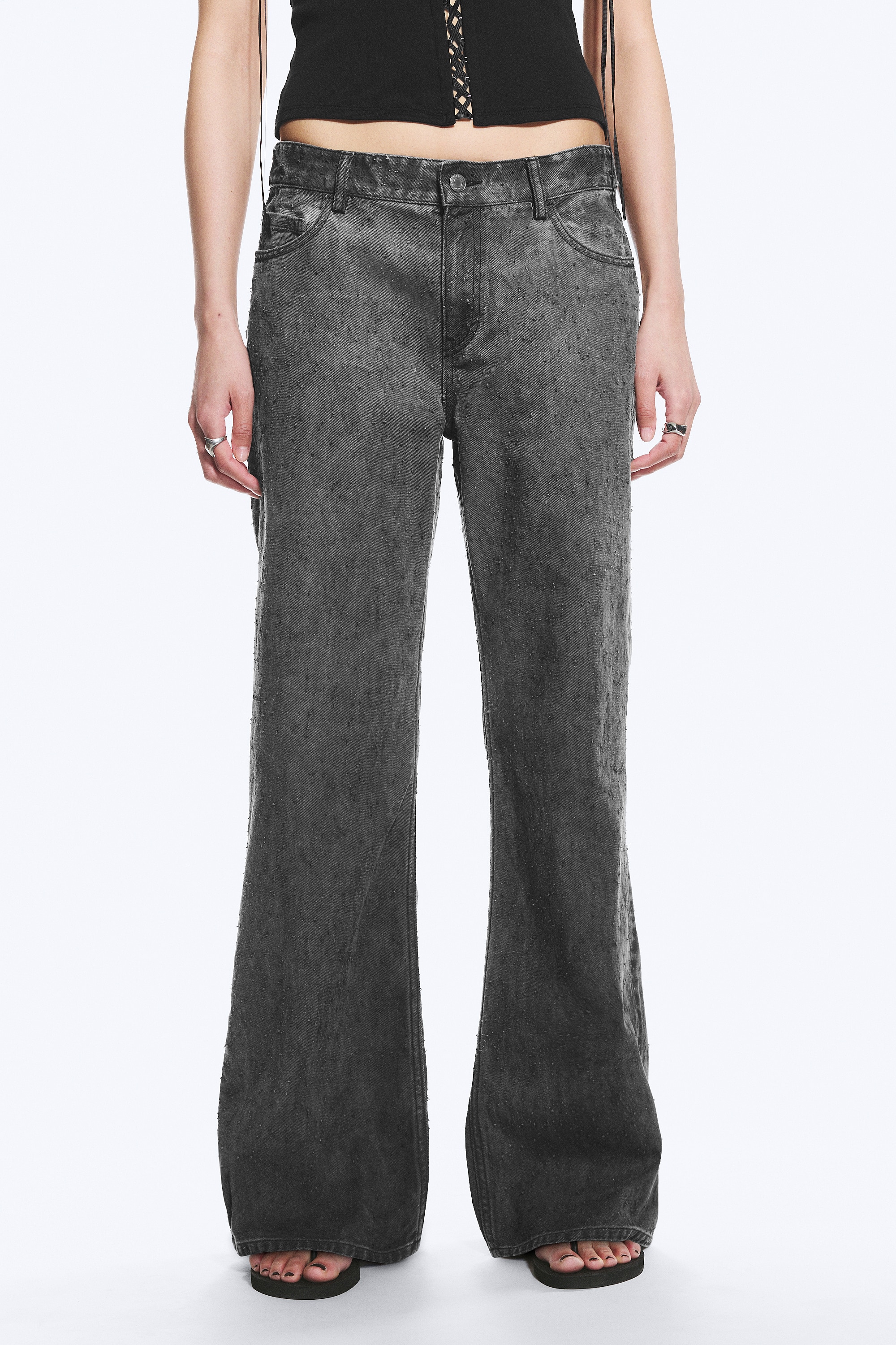 Low Rise Loose Bootcut Trousers