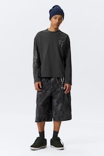 Dark Grey - Tristar - Great Boxy Graphic Long Sleeve T-shirt - 1