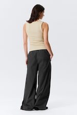 Light Beige - Ribbed V-neck Tank Top - 2