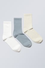 Blue white cream - 3-pack Sport Socks - 0
