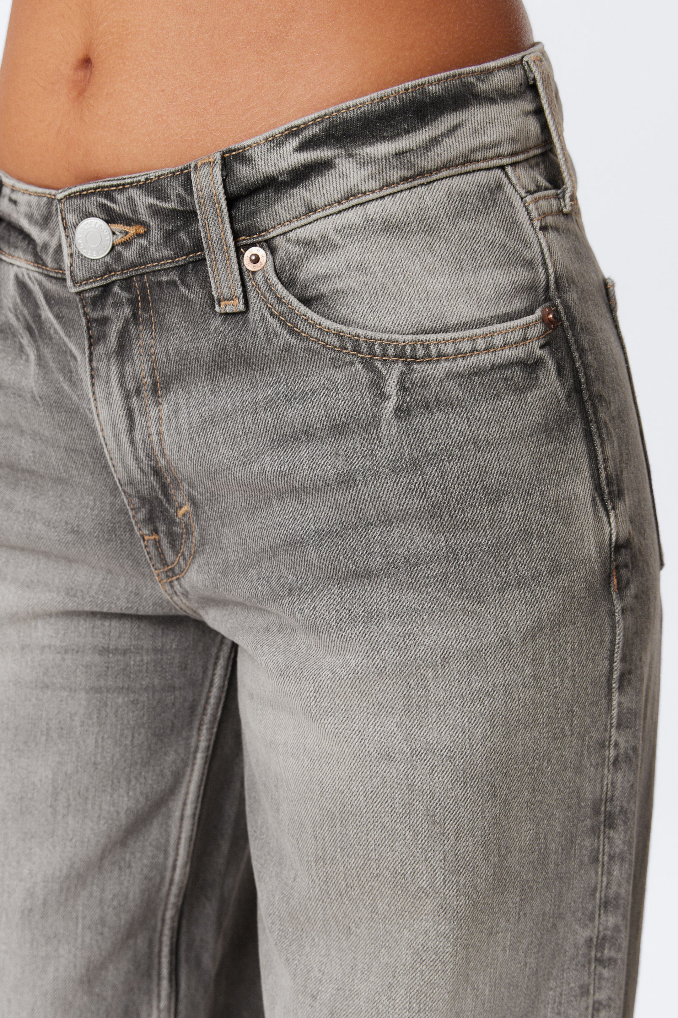 Canyon Grey - Mittelgrau - Ample Low Waist Loose Wide Leg Jeans - 2