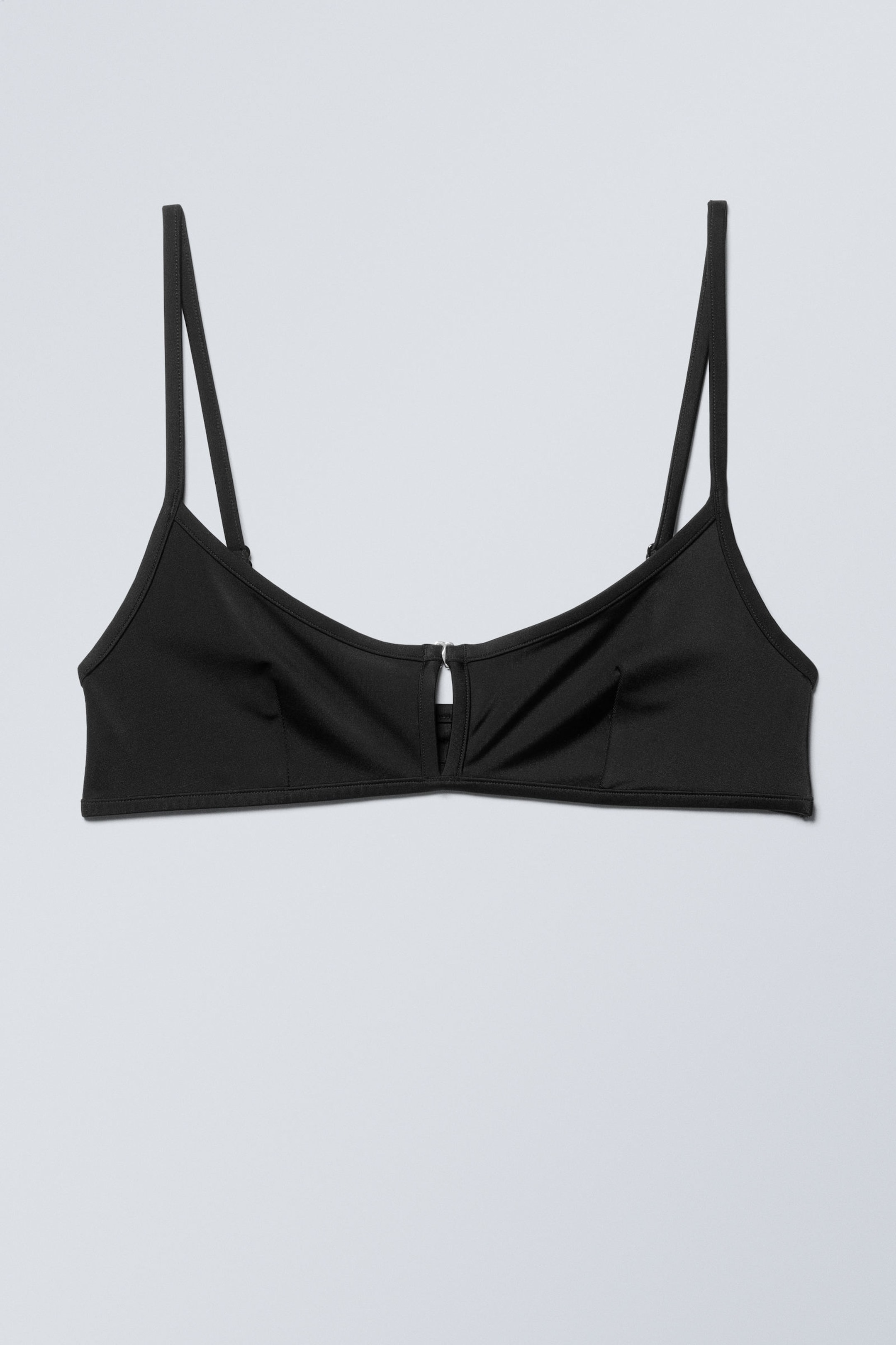 Black - Front Buckle Bikini Top - 1