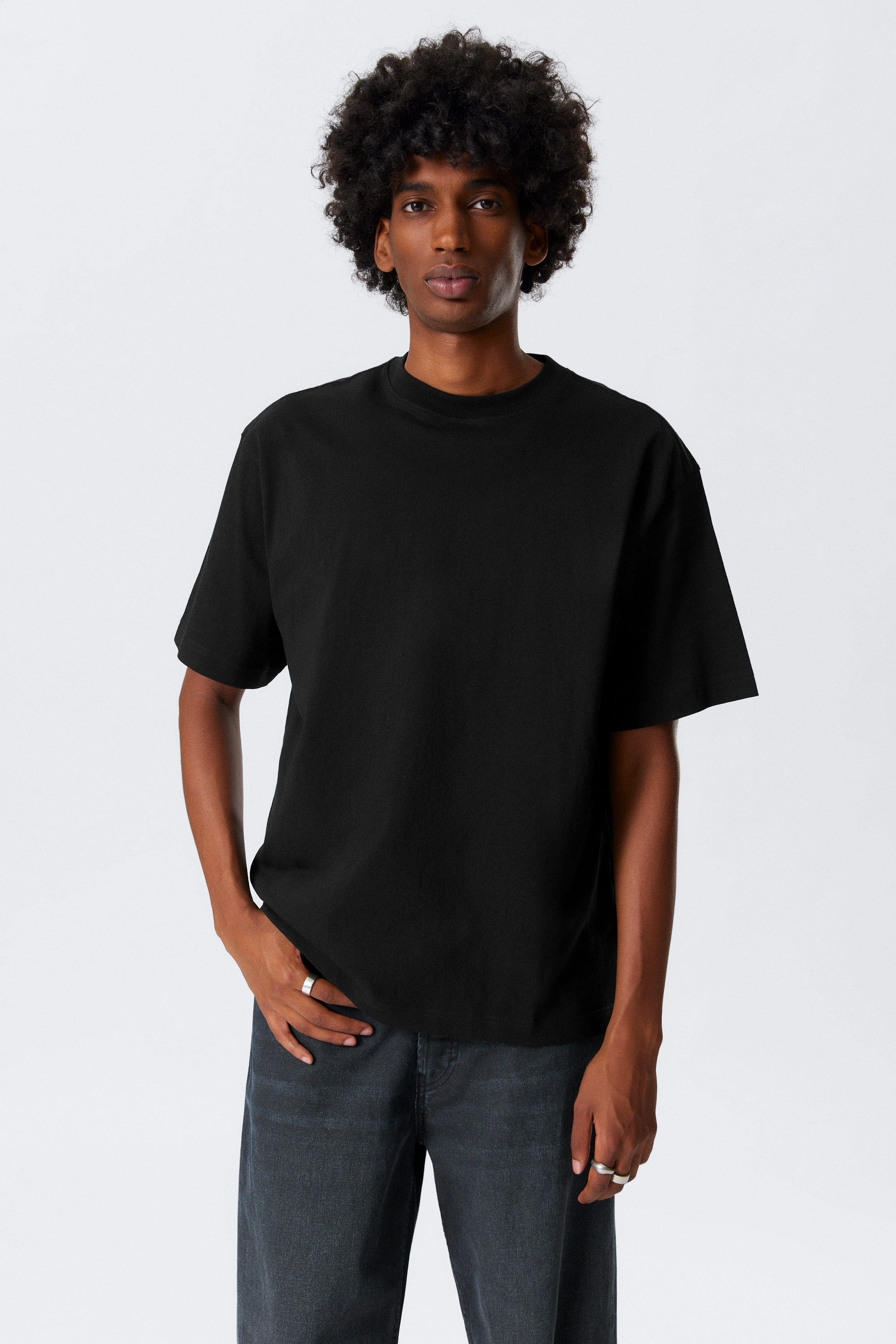 Black - Relaxed Fit Short-Sleeved Cotton T-shirt - 1