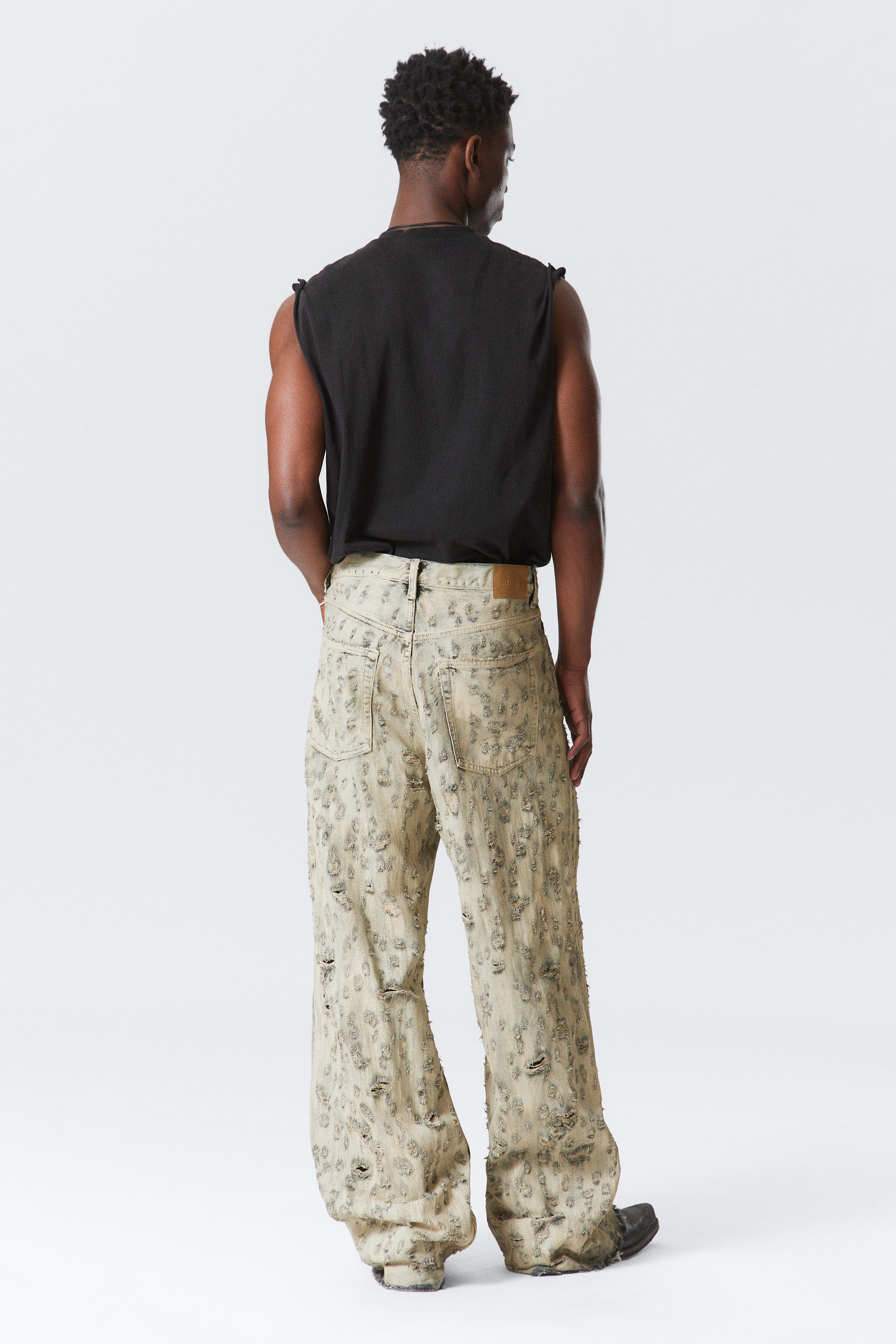 Dark Grey - Calcium - Astro Loose Baggy Leg Distressed Jeans - 6