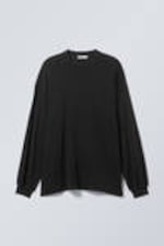 Black - Oversized Long-Sleeved T-shirt - 0