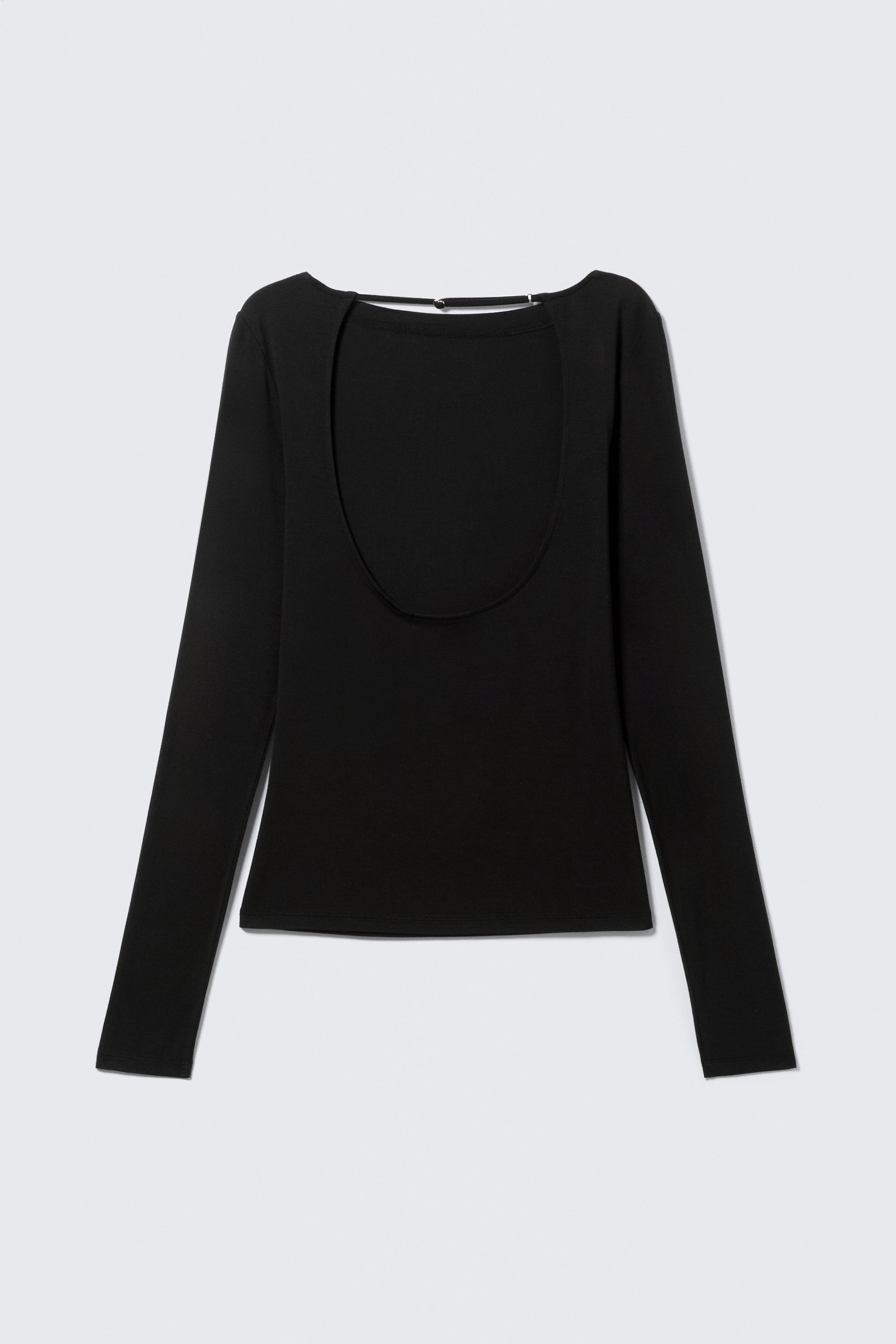 Black - Slim Long-Sleeved Open Back Top - 5