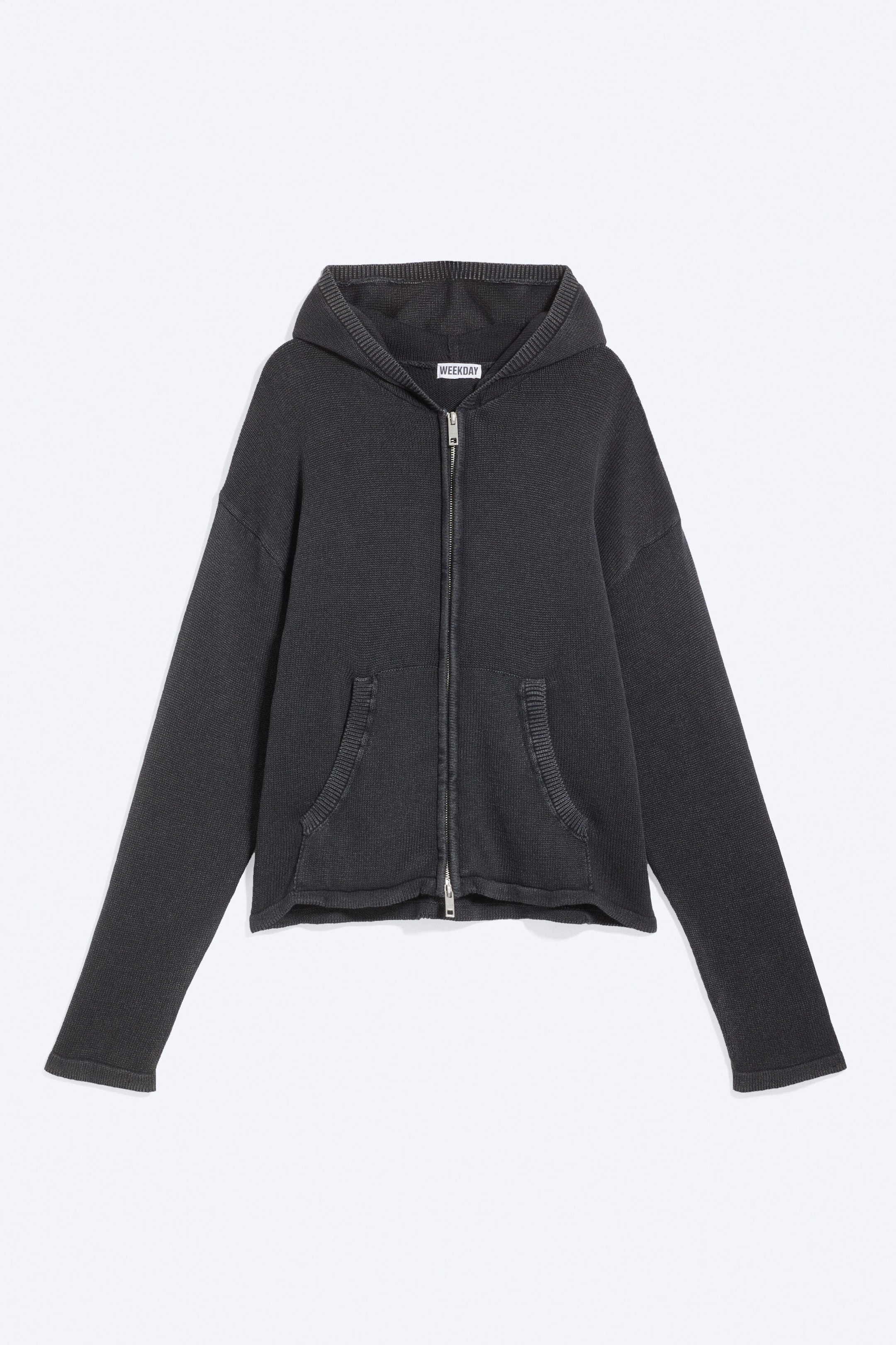 Verwaschenes Schwarz - Zip-Hoodie aus Strick - 4