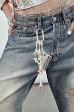 Beige/Silver - Multi Charm Keyring - 0