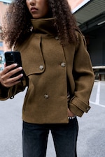 Dusty Brown - Funnel neck jacket - 1