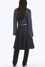 Checked Dark Grey Melange - Plissierter Midirock - 3