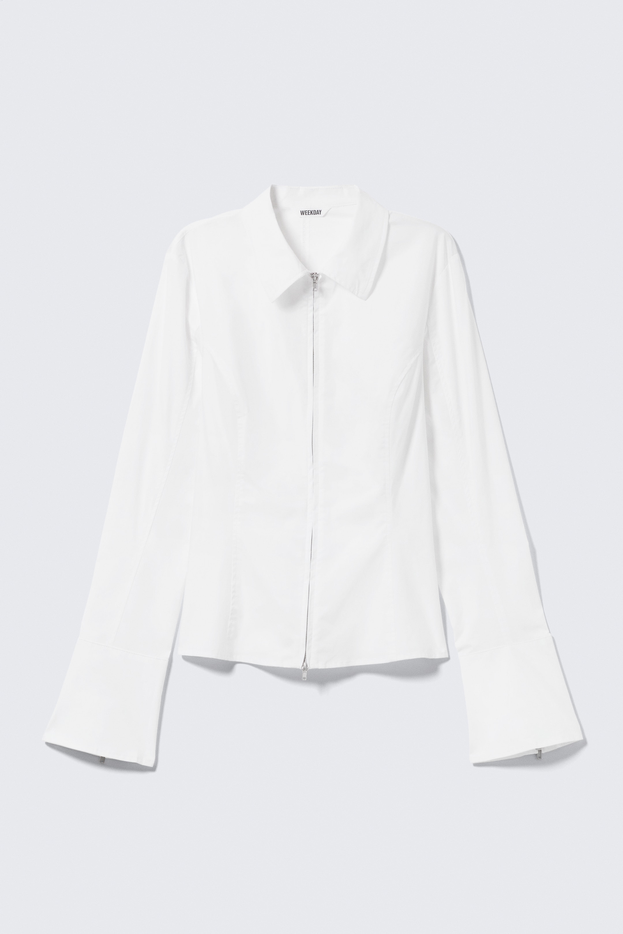 Ver imagem maior: Camisa Justa com Fecho de Correr de Manga Comprida - Branco - SENHORA | H&M PT 5