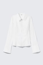 Weiß - Langärmeliges, tailliertes Hemd mit Reißverschluss - 5