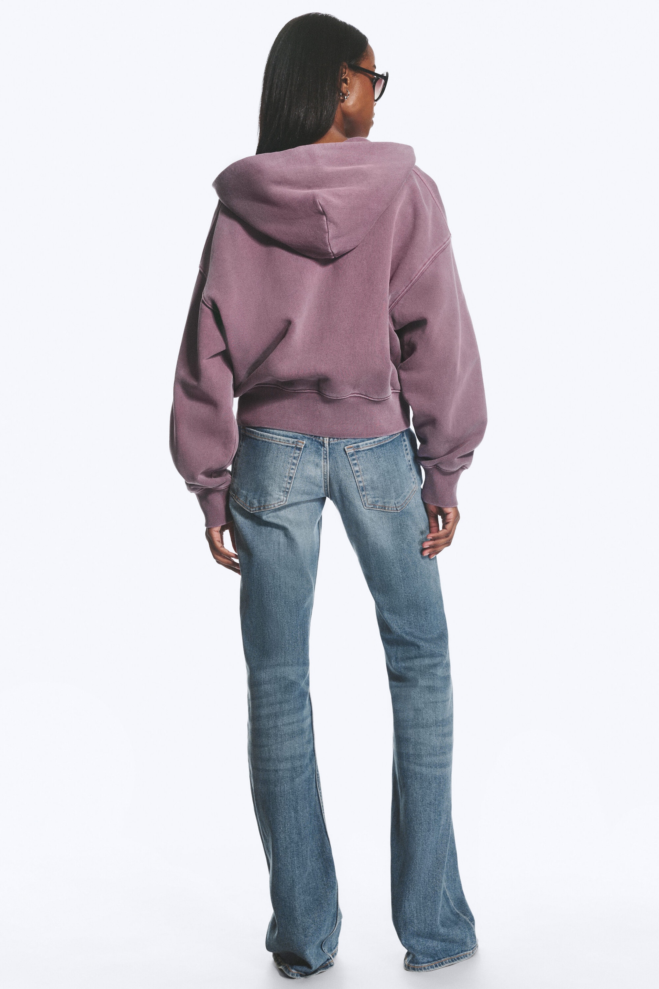 Washed Purple - Sweat à capuche court et carré zippé - 3