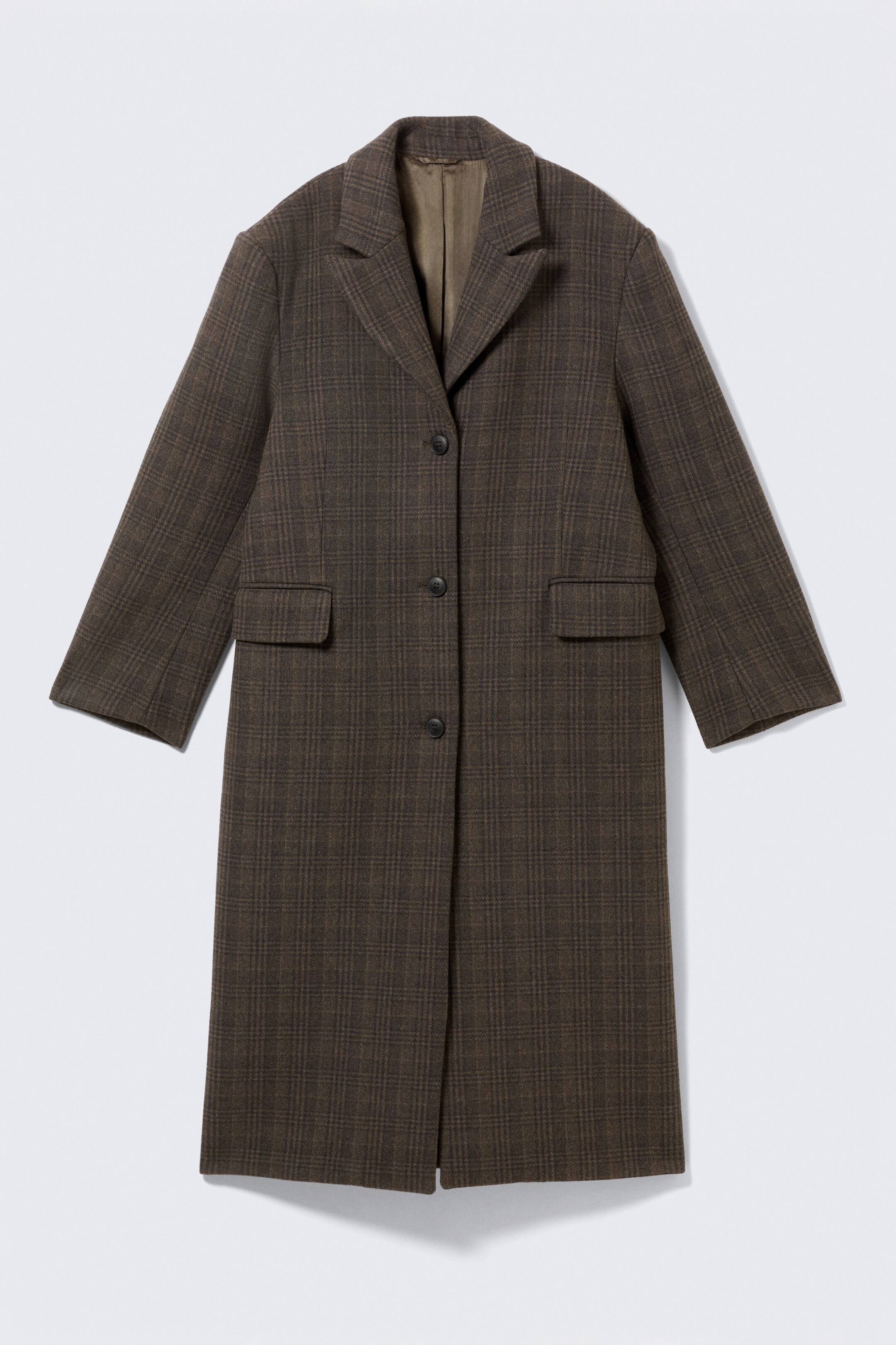 View larger image: OVERSIZED WOOL-BLEND COAT - Checked Dark Brown - Ladies | H&M GB 5