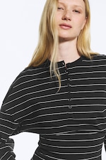 Striped Dark Grey - Henley Ajusté à manches drapées - 2