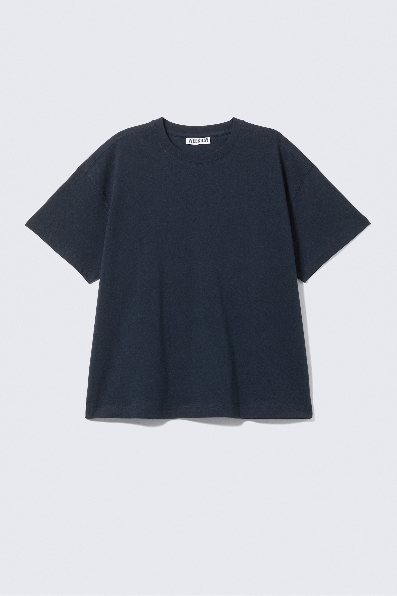 Avslappnad boxig t-shirt i bomull - Marinblå/Mörkgrå/Vitrandig/Svart/Vit