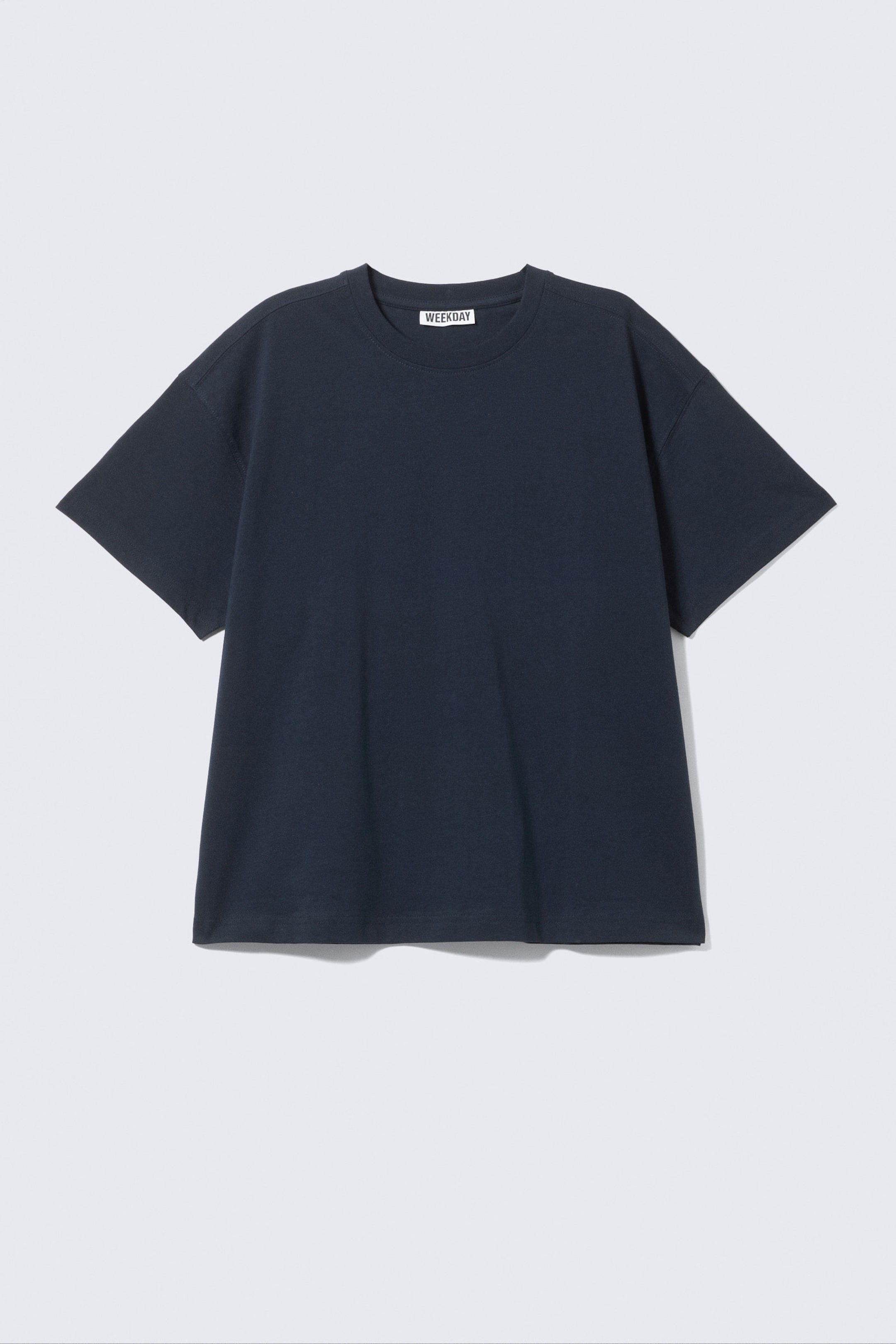 Marineblau - Relaxtes Boxy-T-Shirt aus Baumwolle - 3