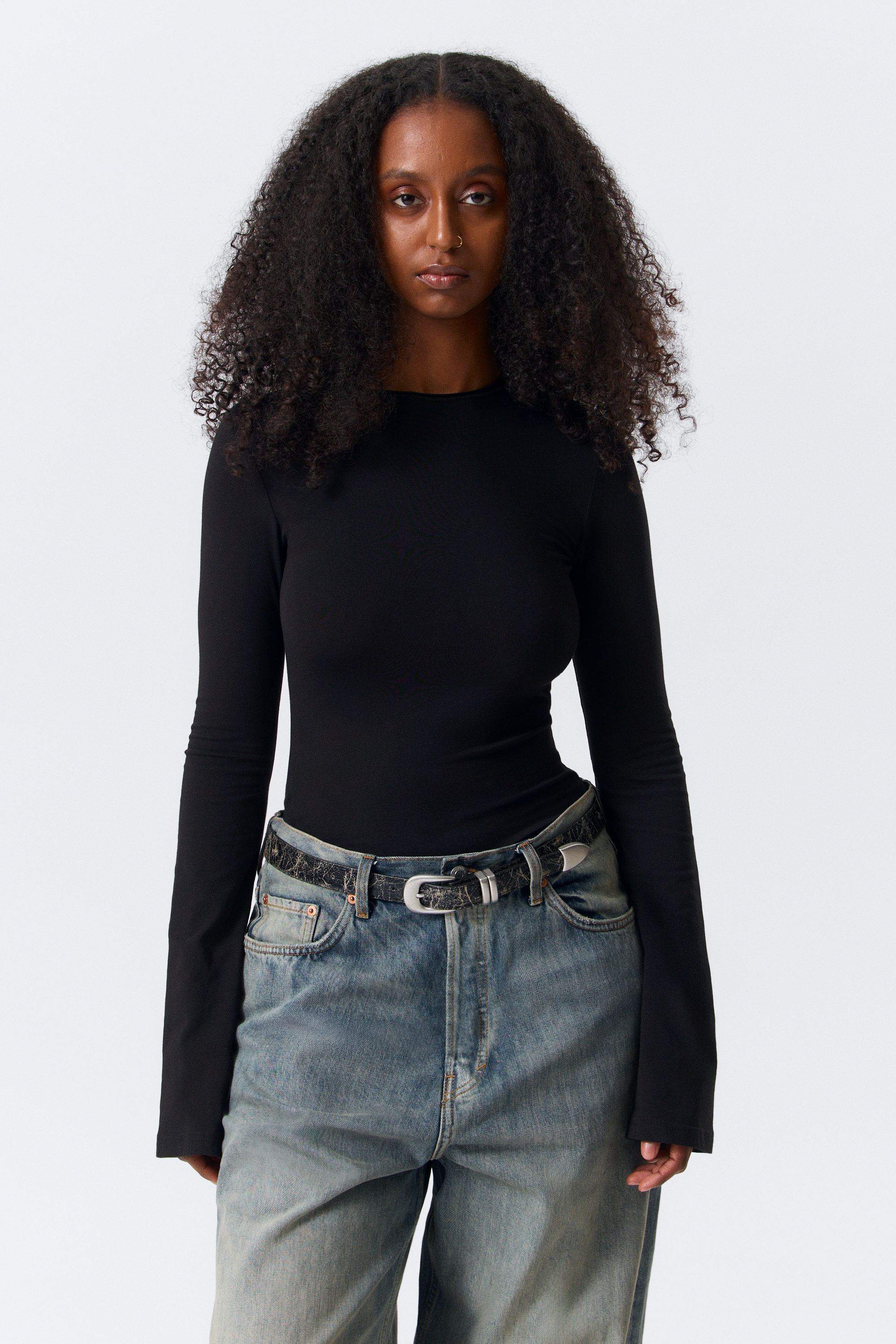 Schwarz - Longsleeve aus Baumwolle - 1