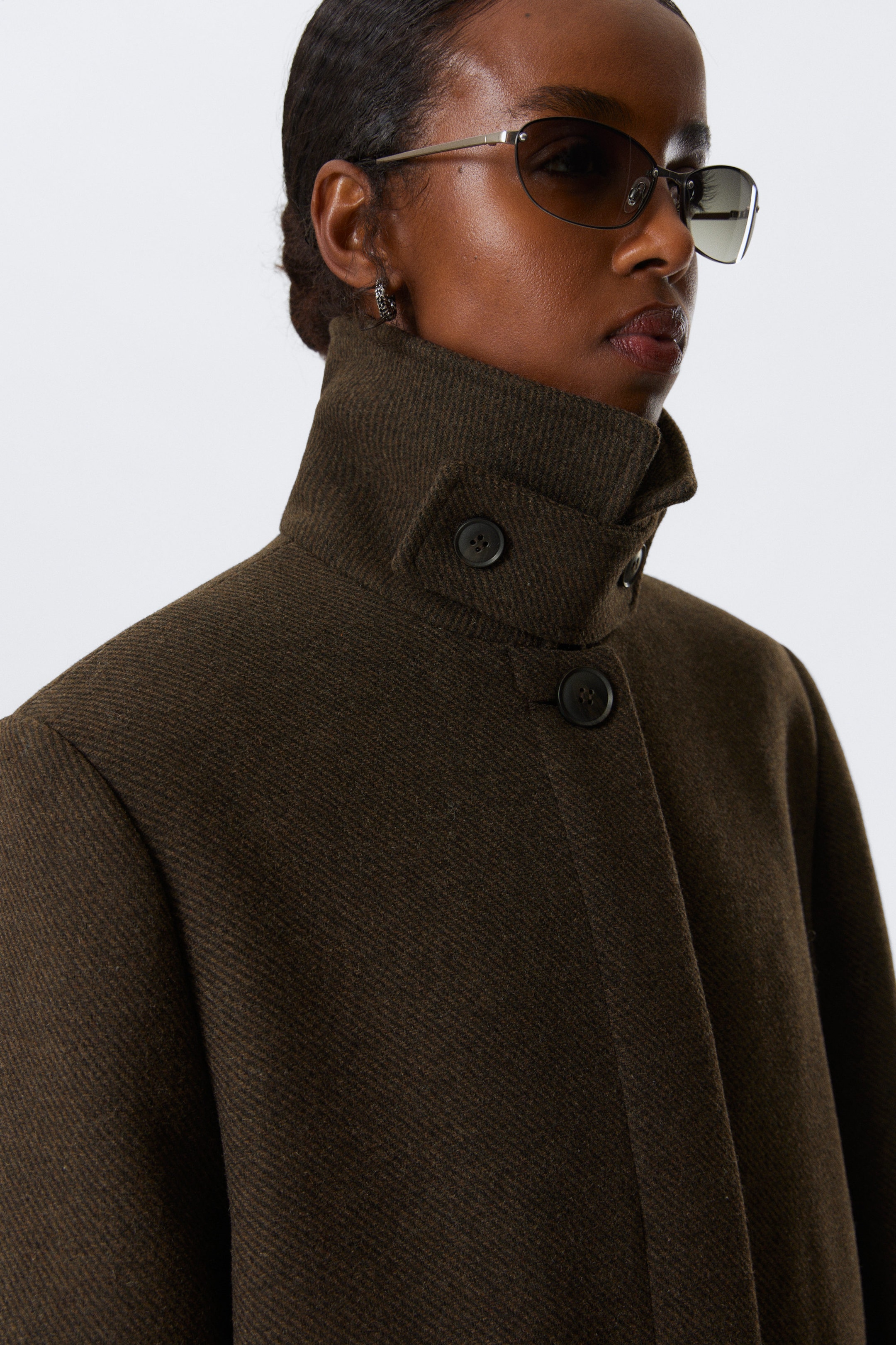 Dark Brown - Long Oversized Wool-Blend Coat - 3