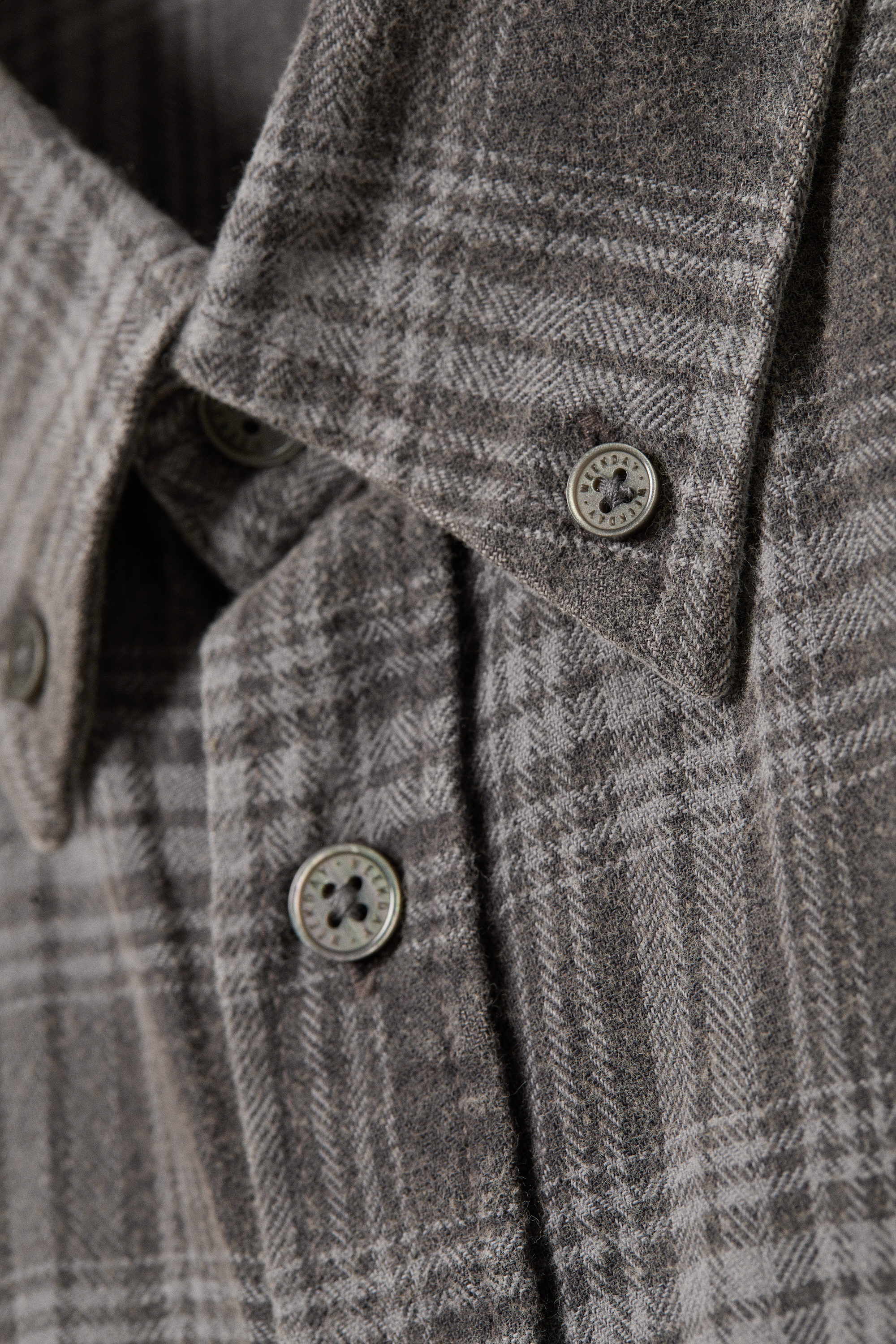 Checked Washed Grey - Washed Checked Button-Down Flannel Shirt - 3