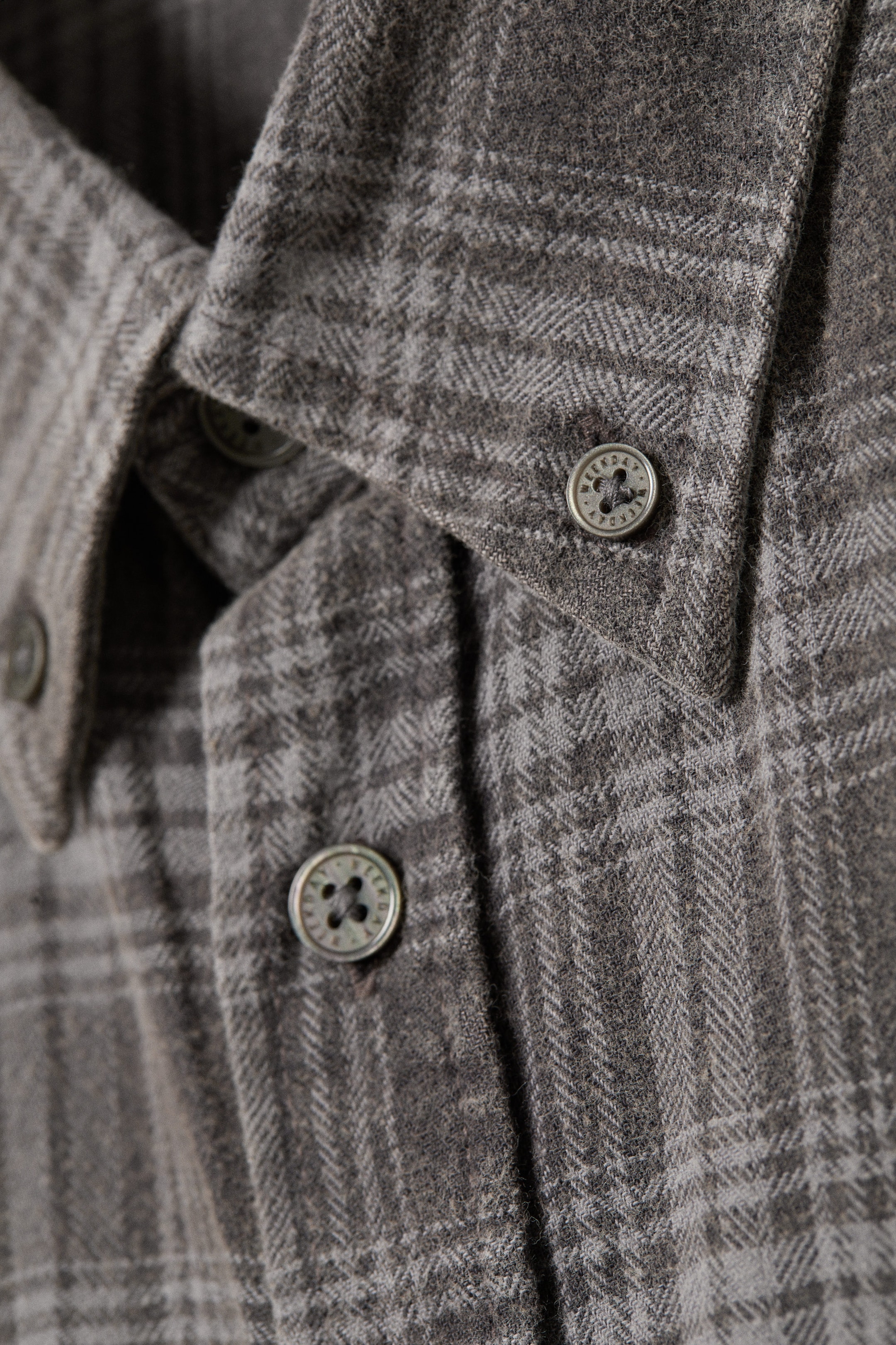 Checked Washed Grey - Washed Checked Button-Down Flannel Shirt - 5