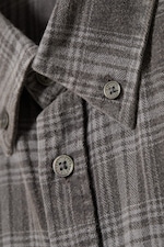 Checked Washed Grey - Washed Checked Button-Down Flannel Shirt - 5