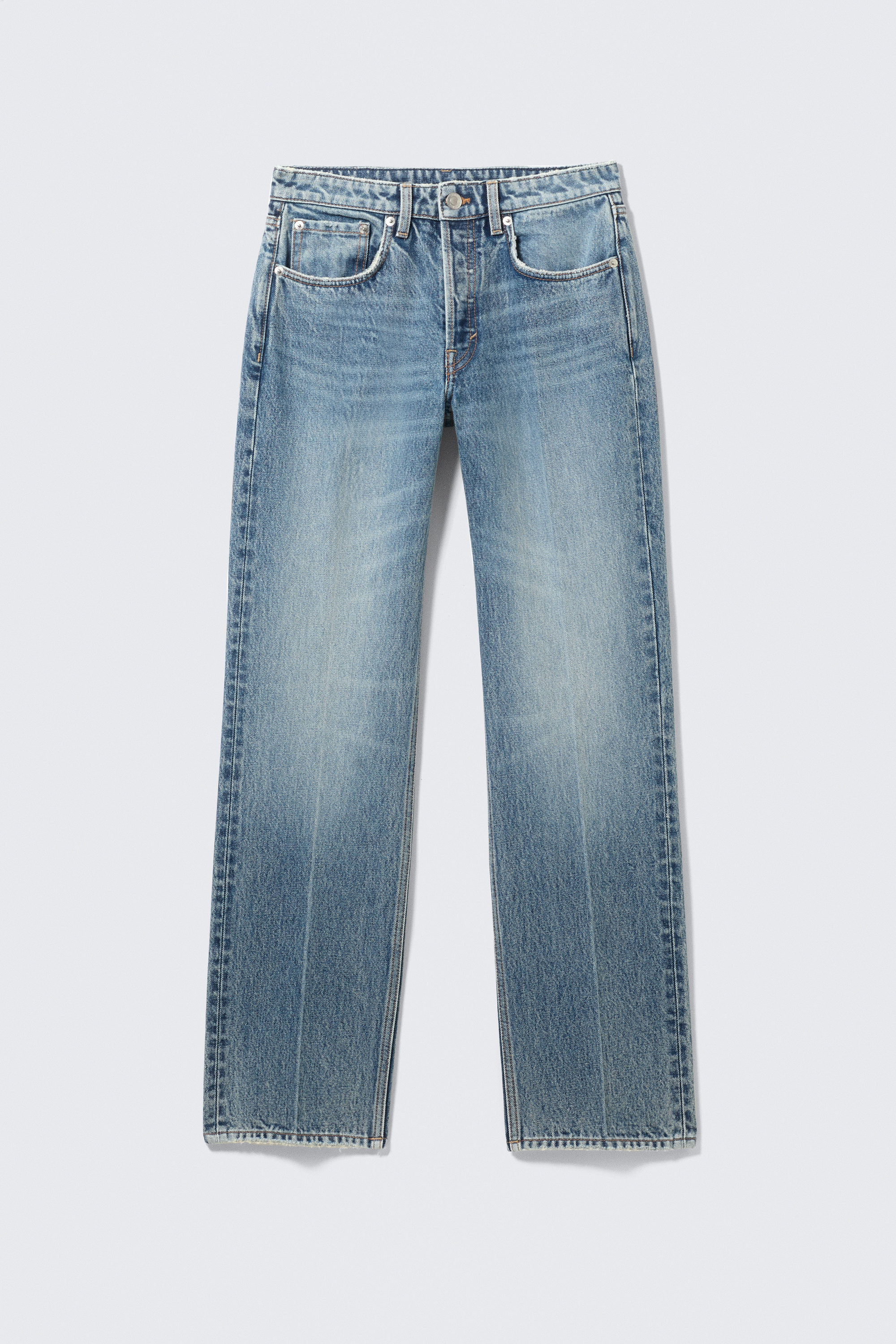 Mid Blue - Medium Blue - Origin Mid Rise Regular Straight Leg Jeans - 6