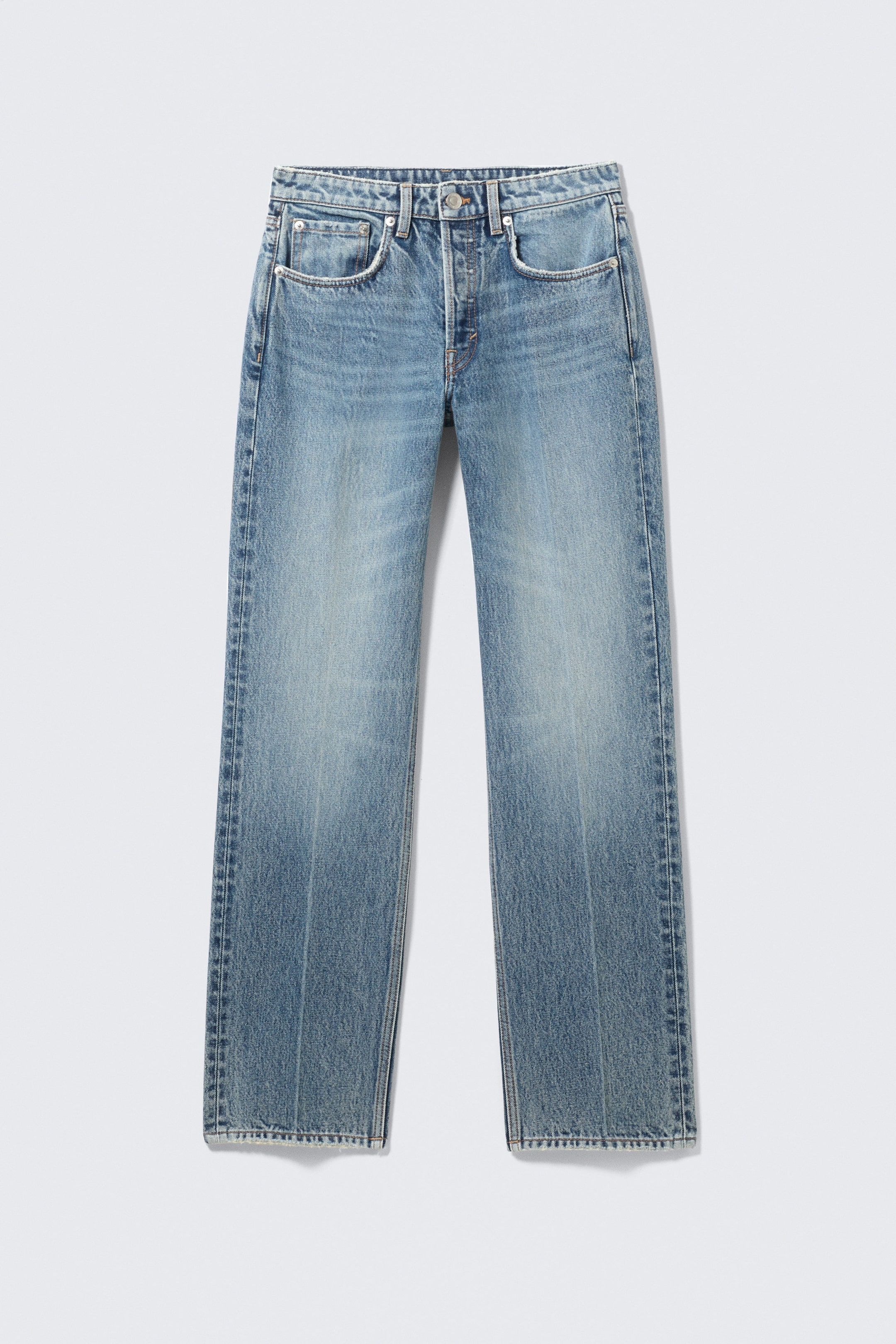 Mid Blue - Medium Blue - Origin Mid Rise Regular Straight Leg Jeans - 6