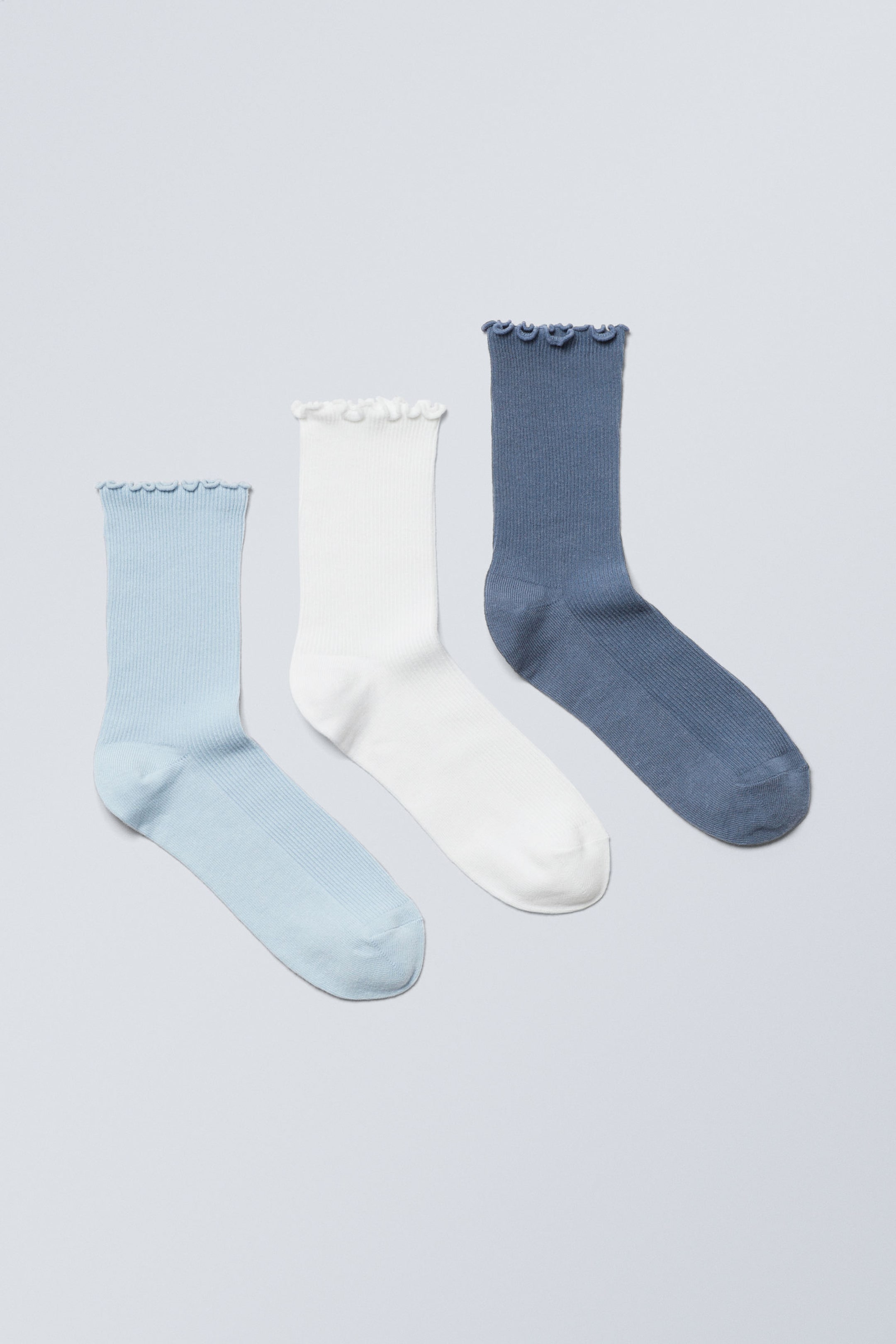 Blau-Mix - 3er-Pack Rüschensocken - 0